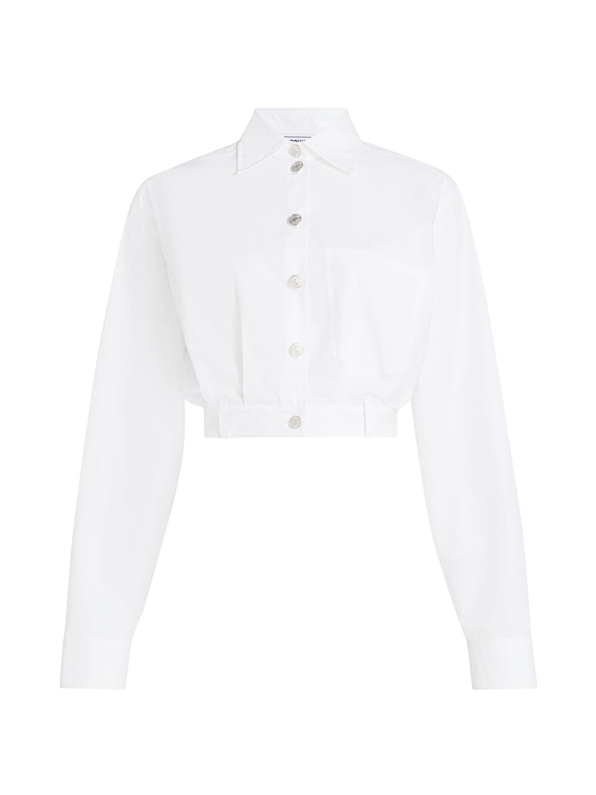 Moschino Jeans Women's Poplin Button-Up Crop Blouse - White