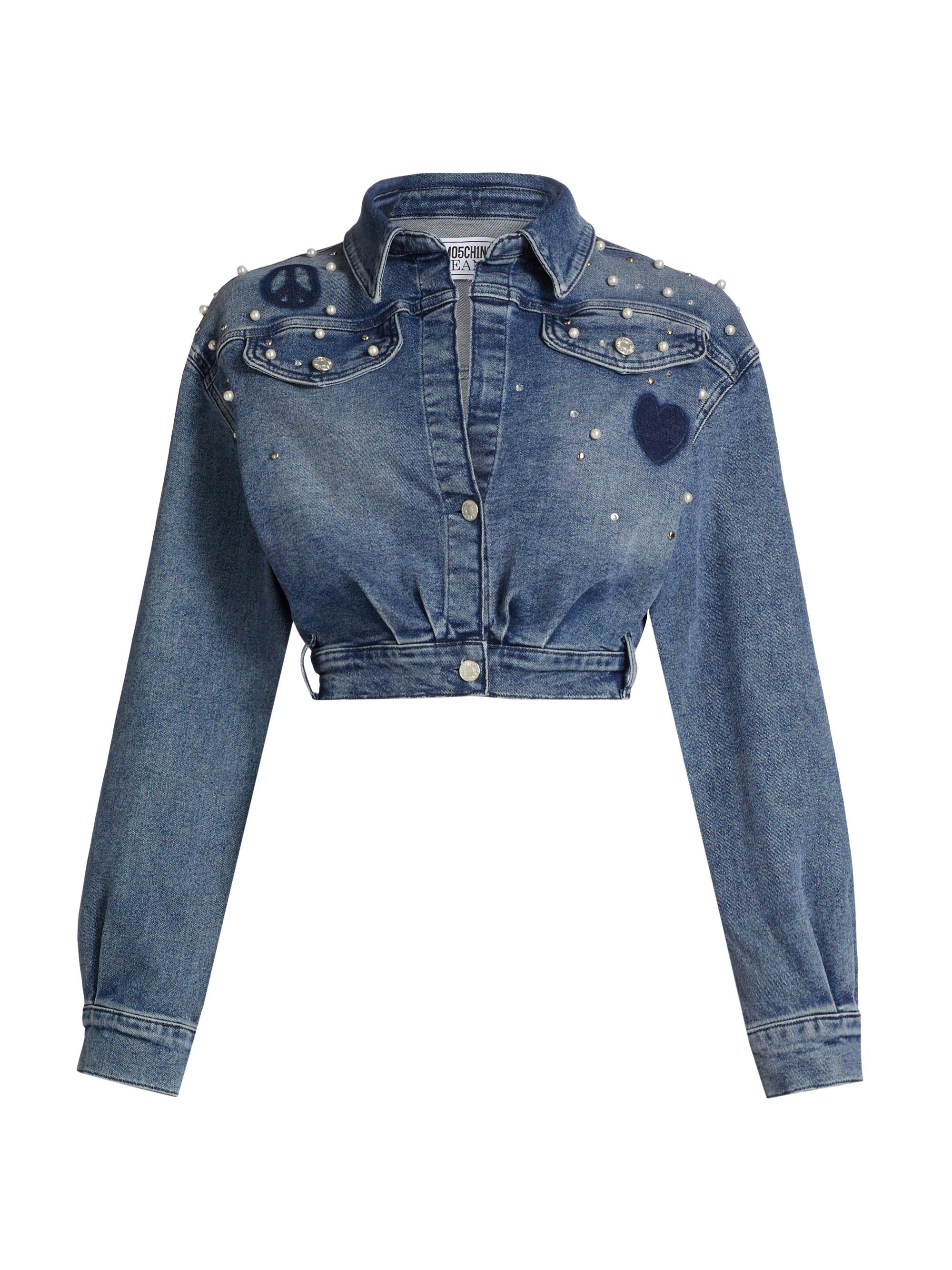 Moschino Jeans Women's Embellished Denim Crop Shirt