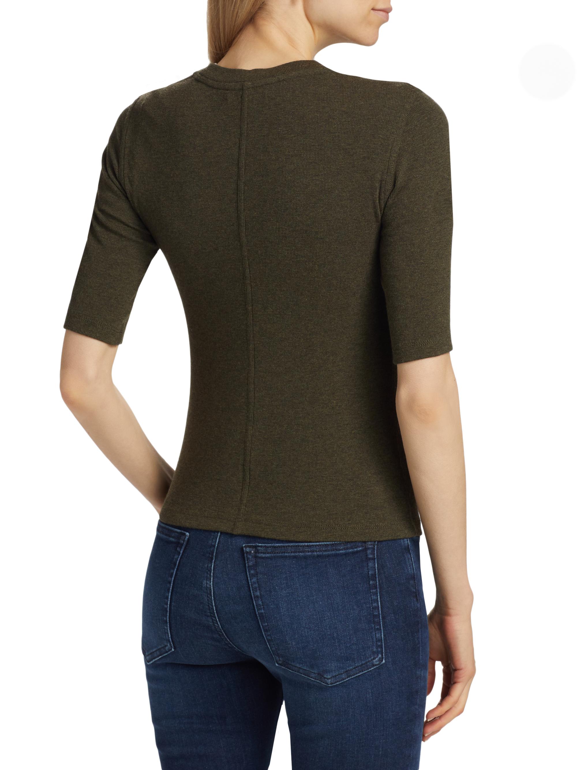 Frame Ribbed Crewneck Top | Saks Fifth Avenue