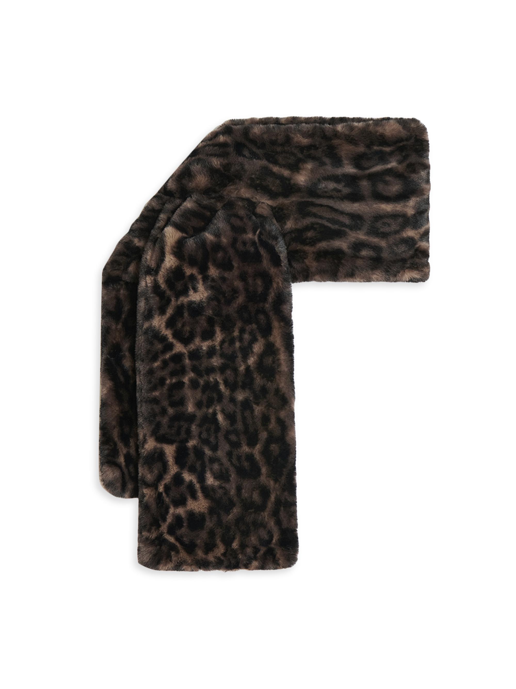 Apparis Women's Kai Leopard Faux-Fur Pull-Through Scarf - Dark Leopard