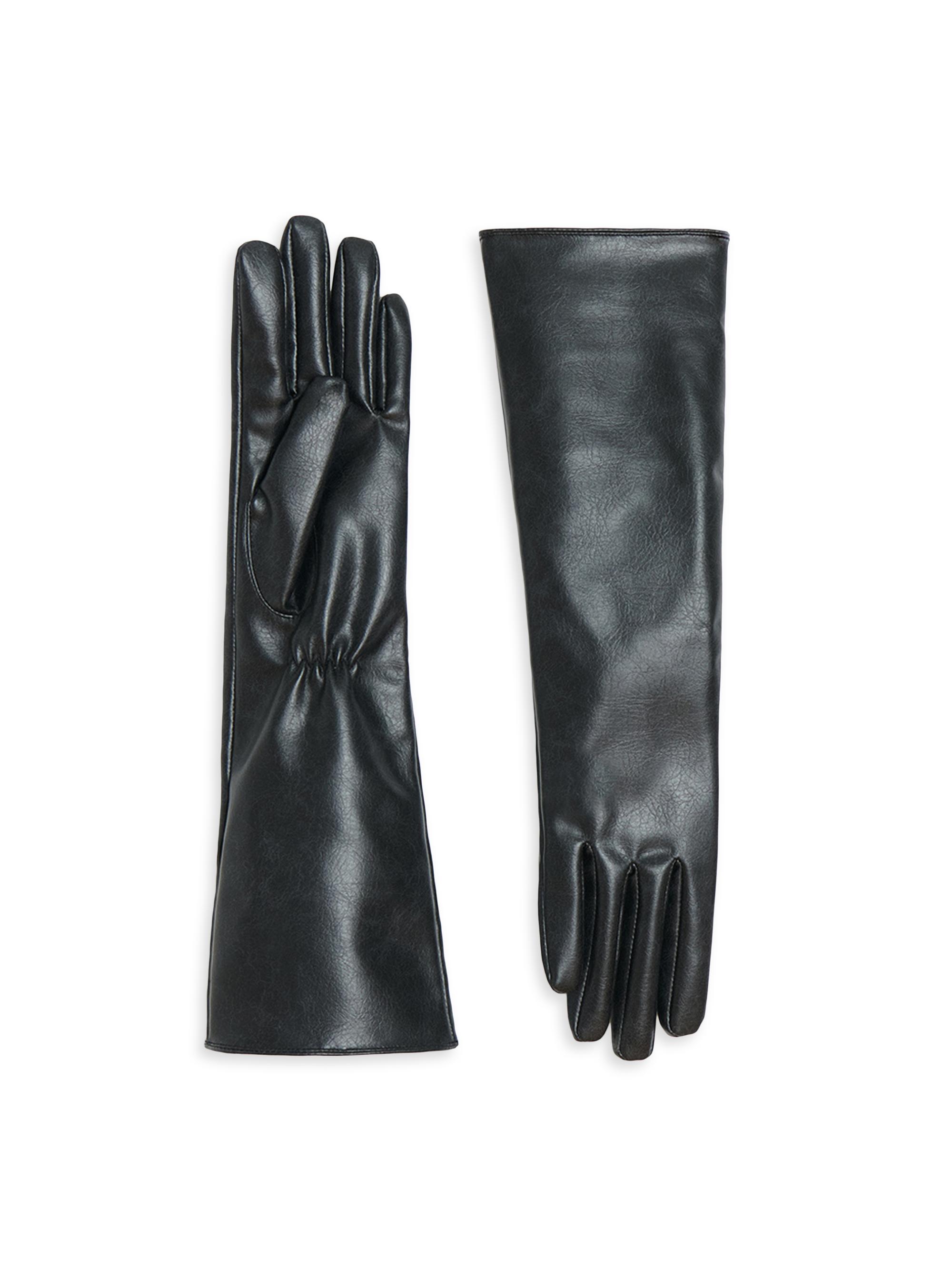 Apparis Women's Gwen Faux-Leather Long Gloves - Noir