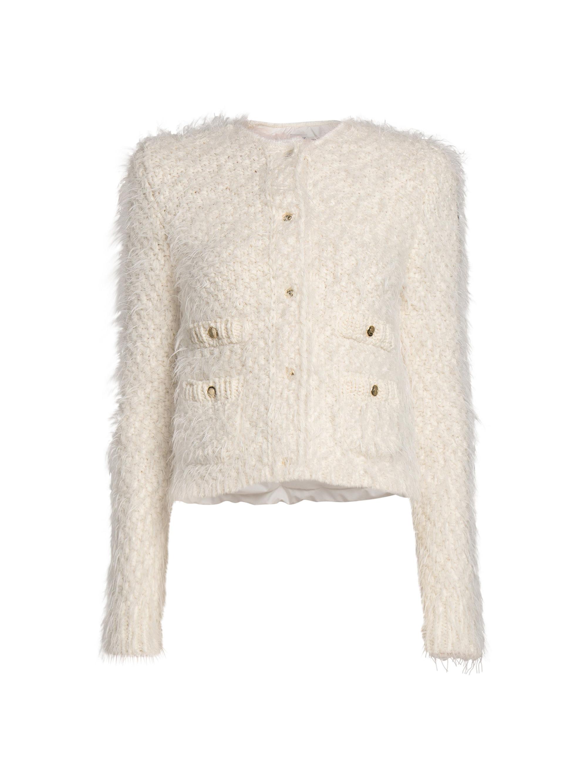 Moncler Women's Lurex Wool Blended Down Cardigan - White