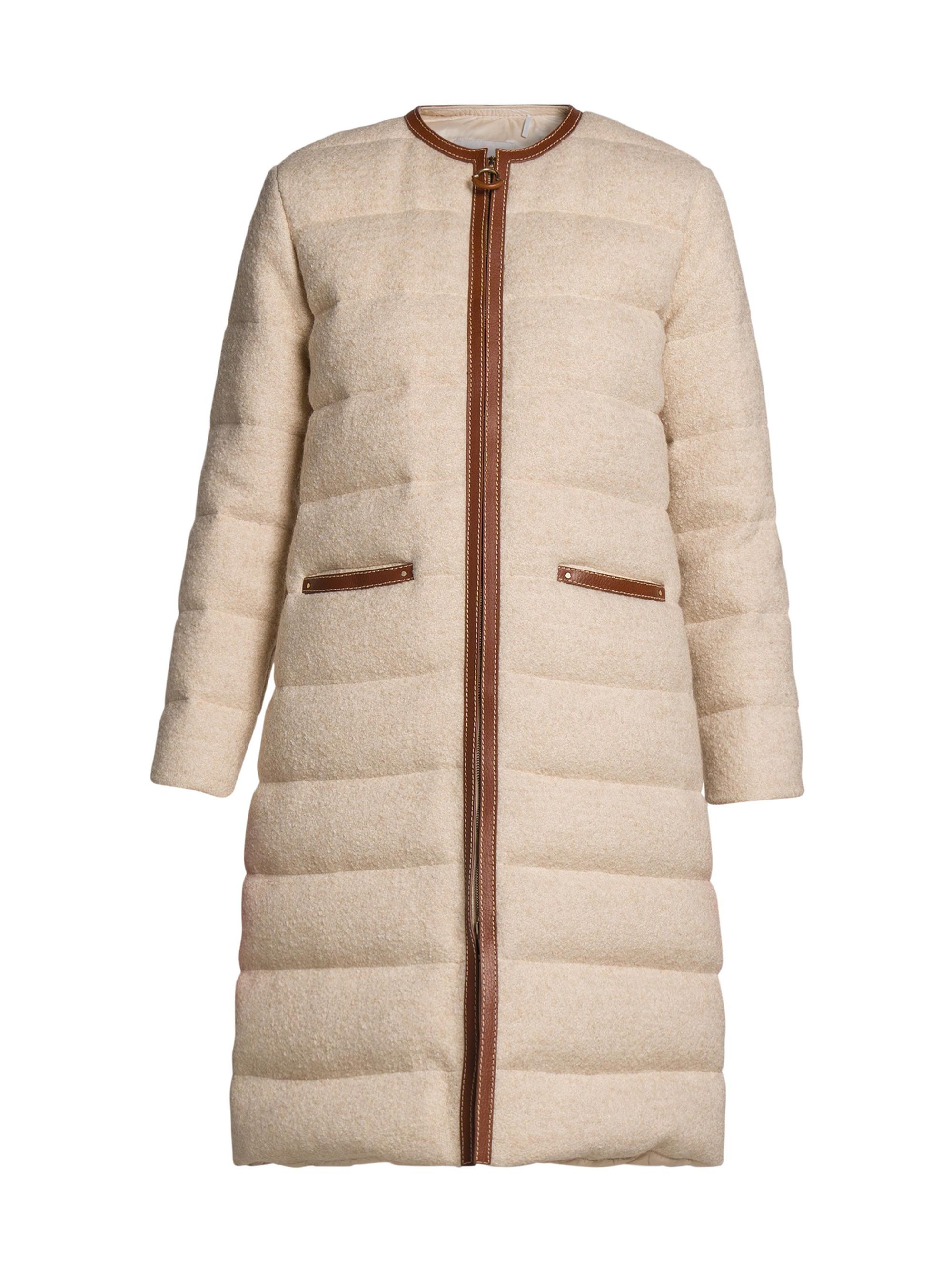 Moncler Women's Bellette Wool-Blend Bouclé Down Coat - Beige