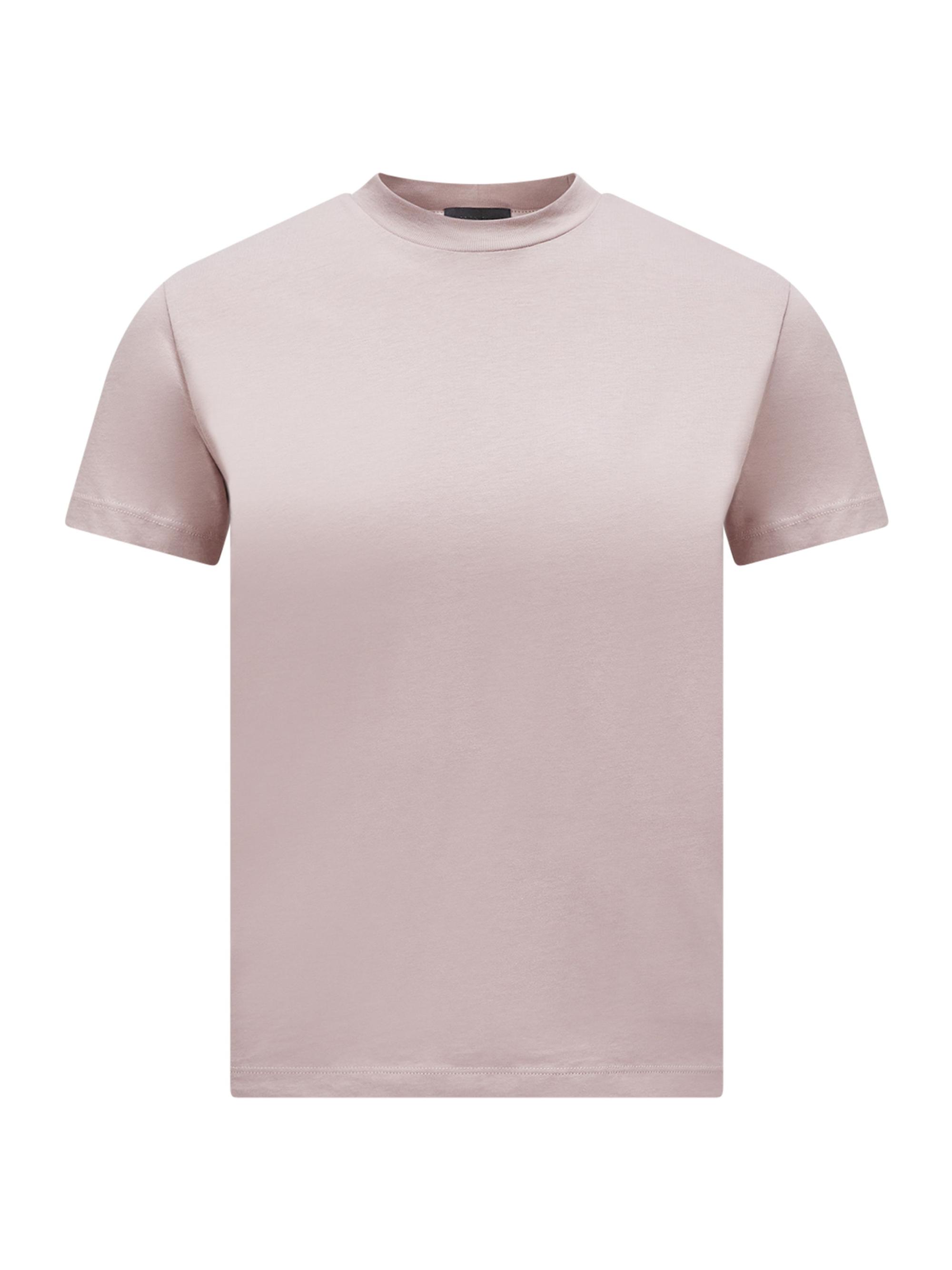 Moncler Women's Short Sleeve Pleated Back Logo T-Shirt - Pink