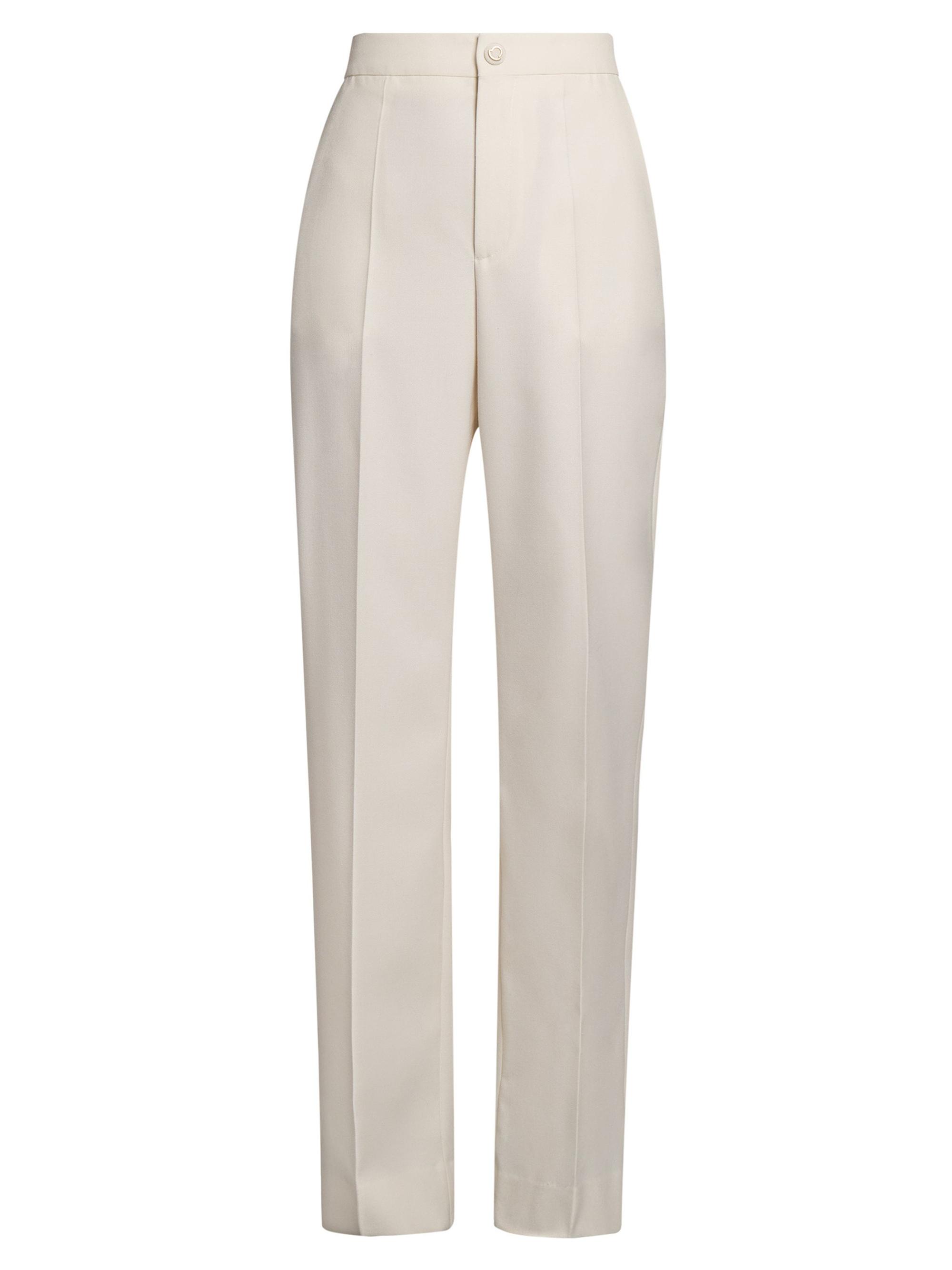 Moncler Women's High Waisted Wool Trousers - Beige