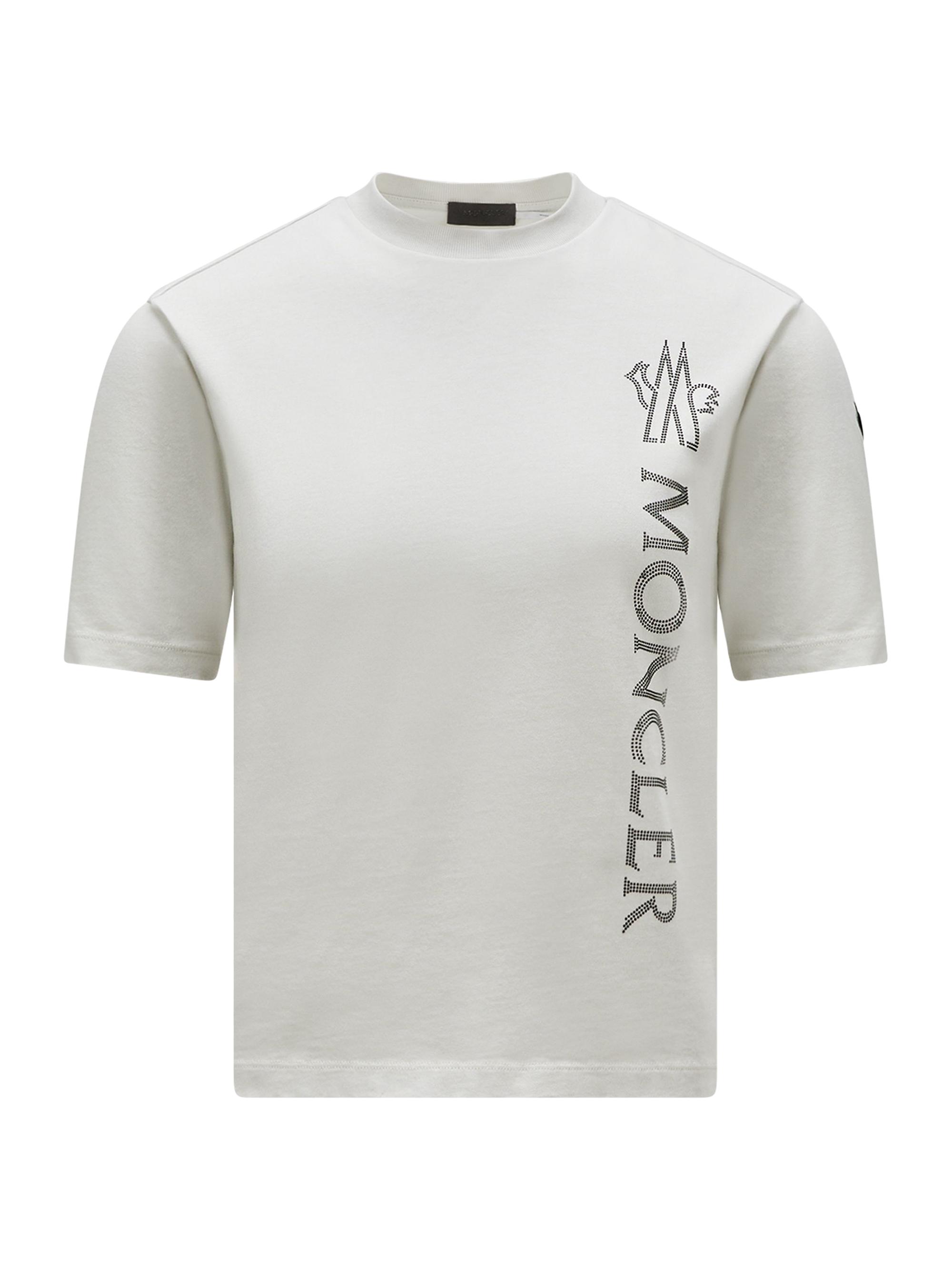 Moncler Women's Short Sleeve Rubberized Logo T-Shirt - Grey