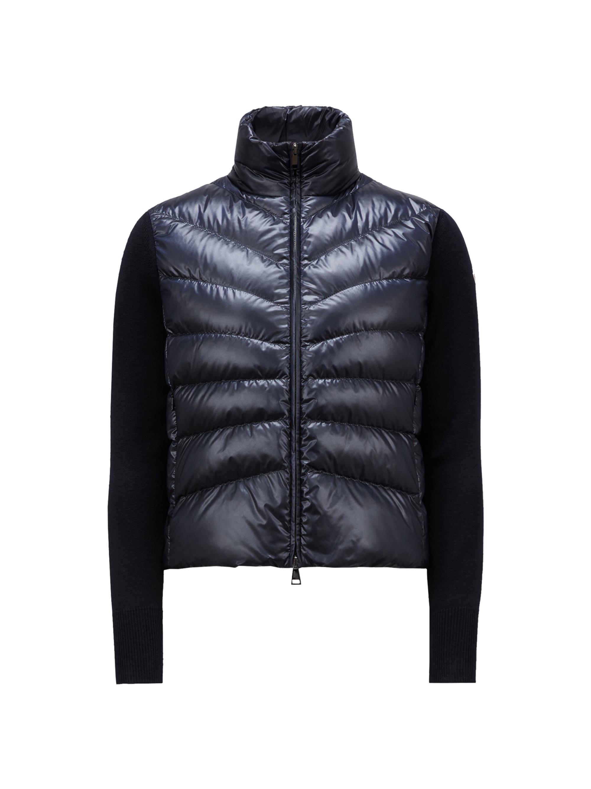Moncler Women's Zip Front Down Knit Cardigan - Black