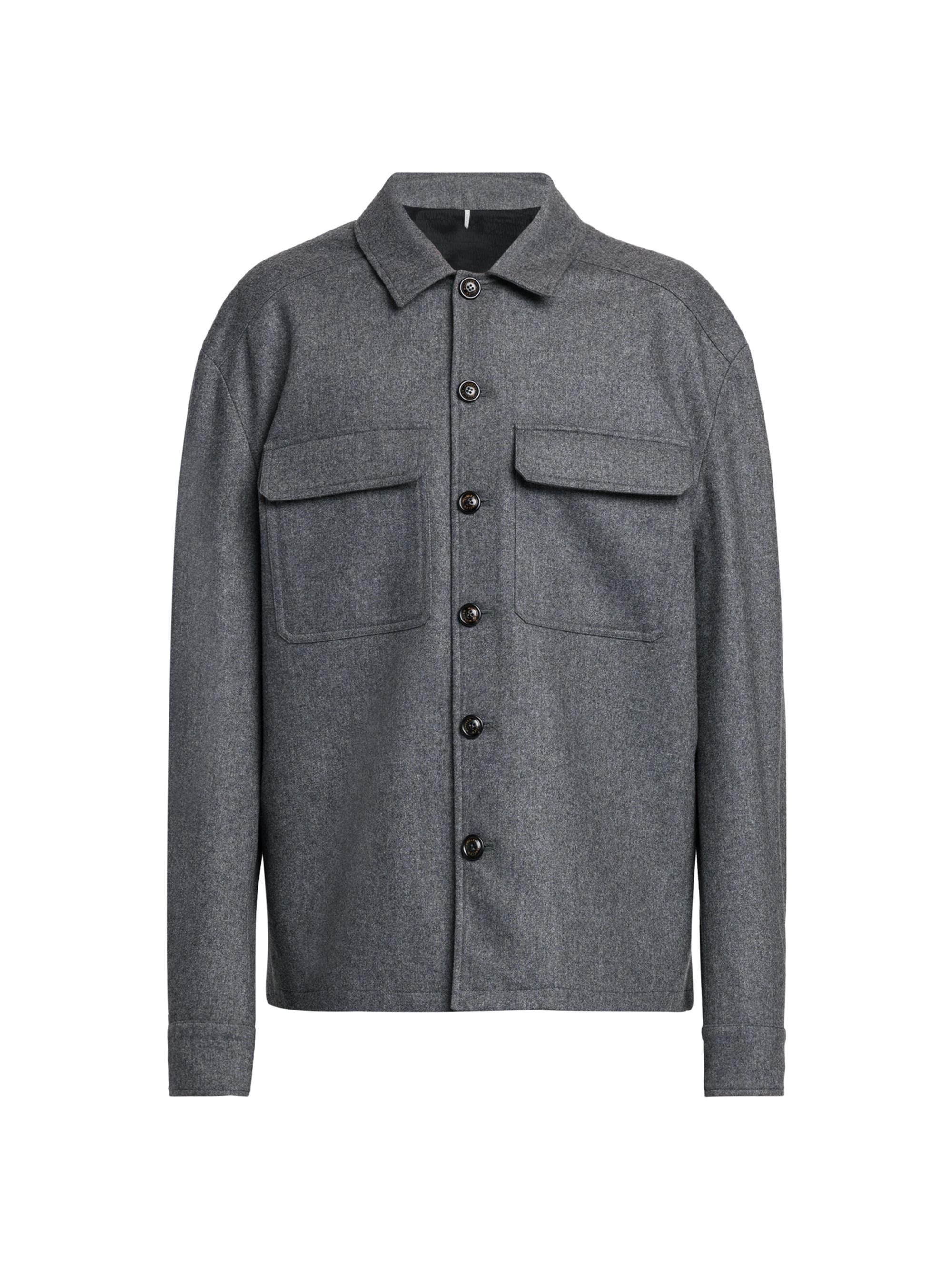 Moncler Men's Cashmere Blend Button Up Shirt Jacket - Grey