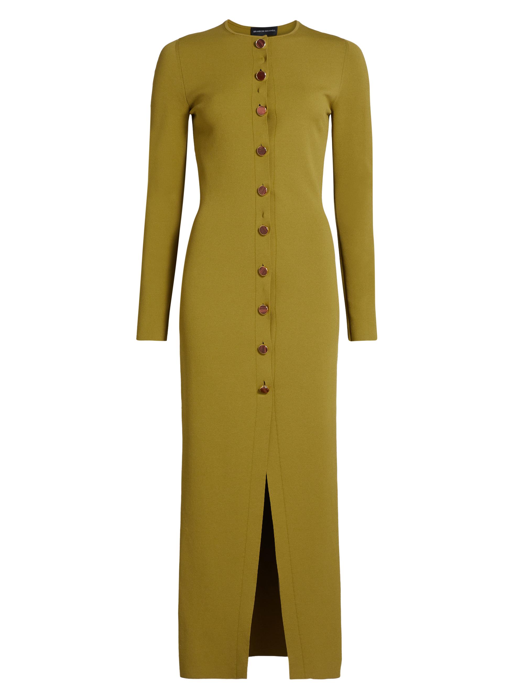 Brandon Maxwell Women's The Emm Knit Button-Front Maxi Dress - Green