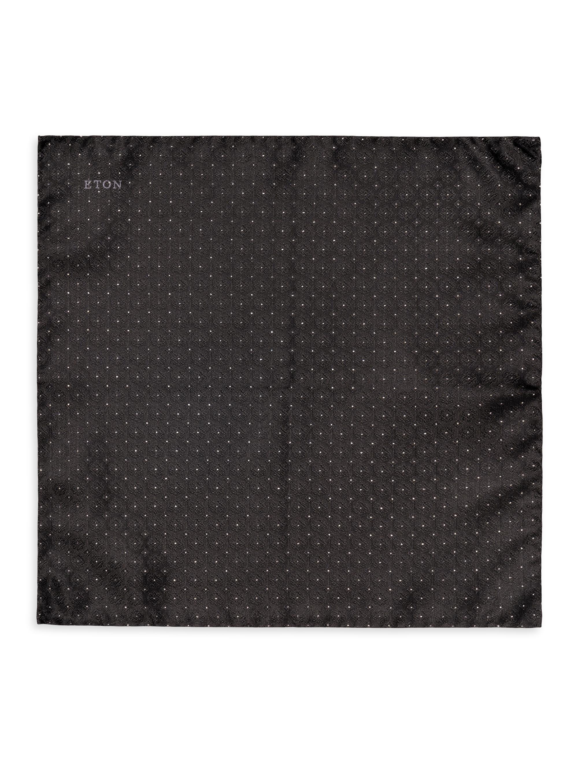 Eton Men's Geometric Silk Pocket Square - Black