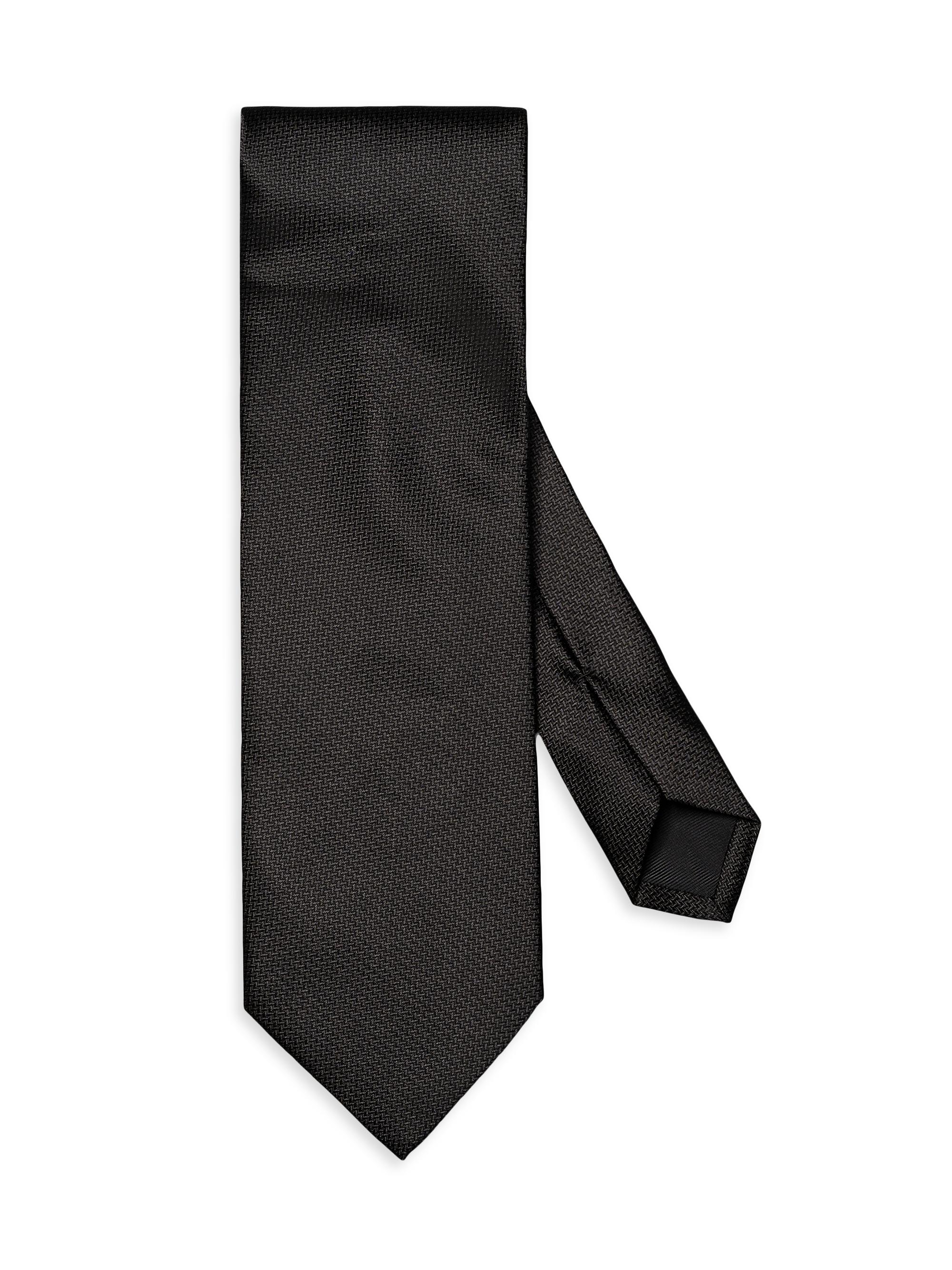 Eton Men's Textured Solid Silk Tie - Black