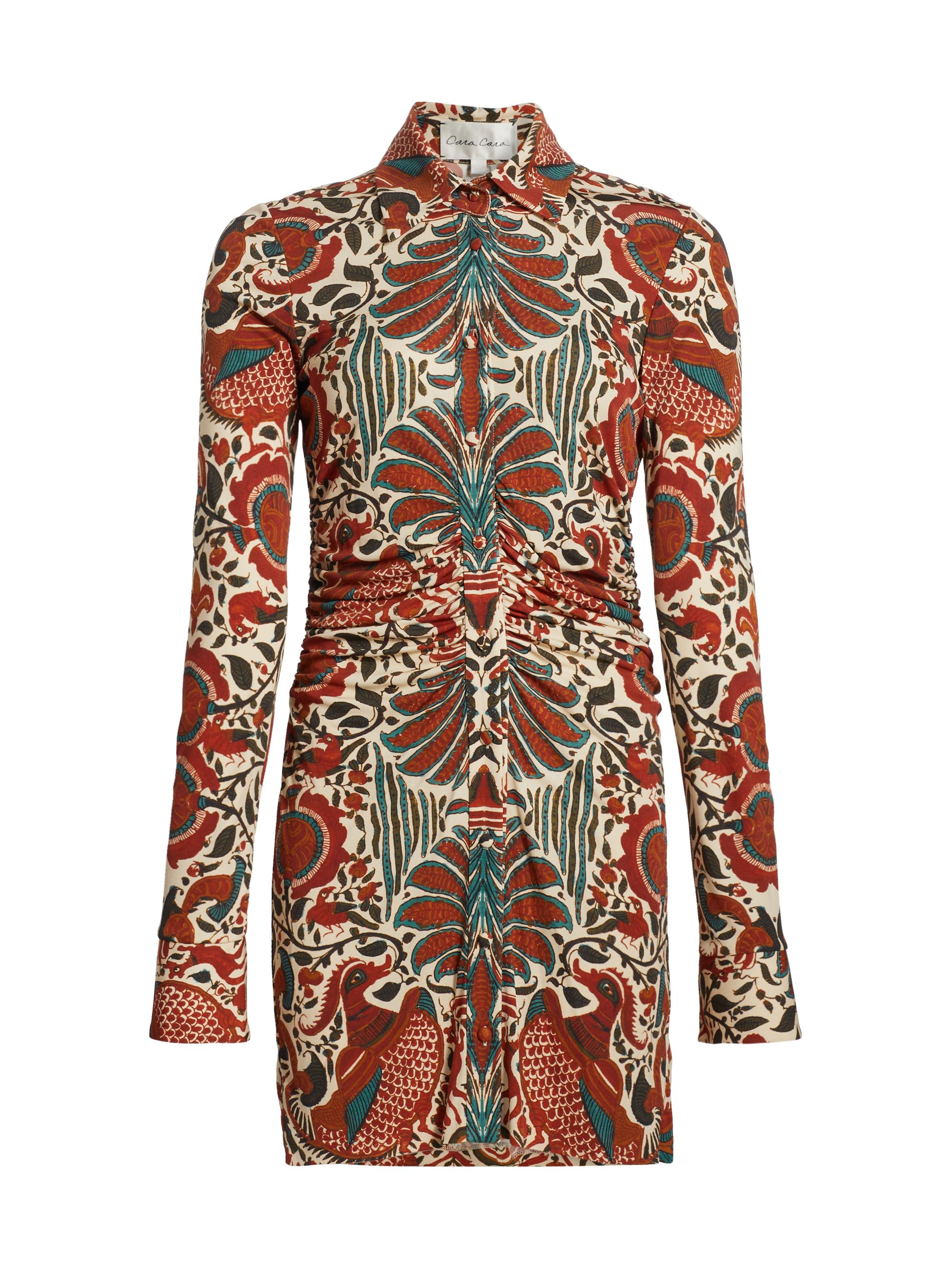 Cara Cara Women's Shirley Printed Ruched Minidress - Turtledove Luxor