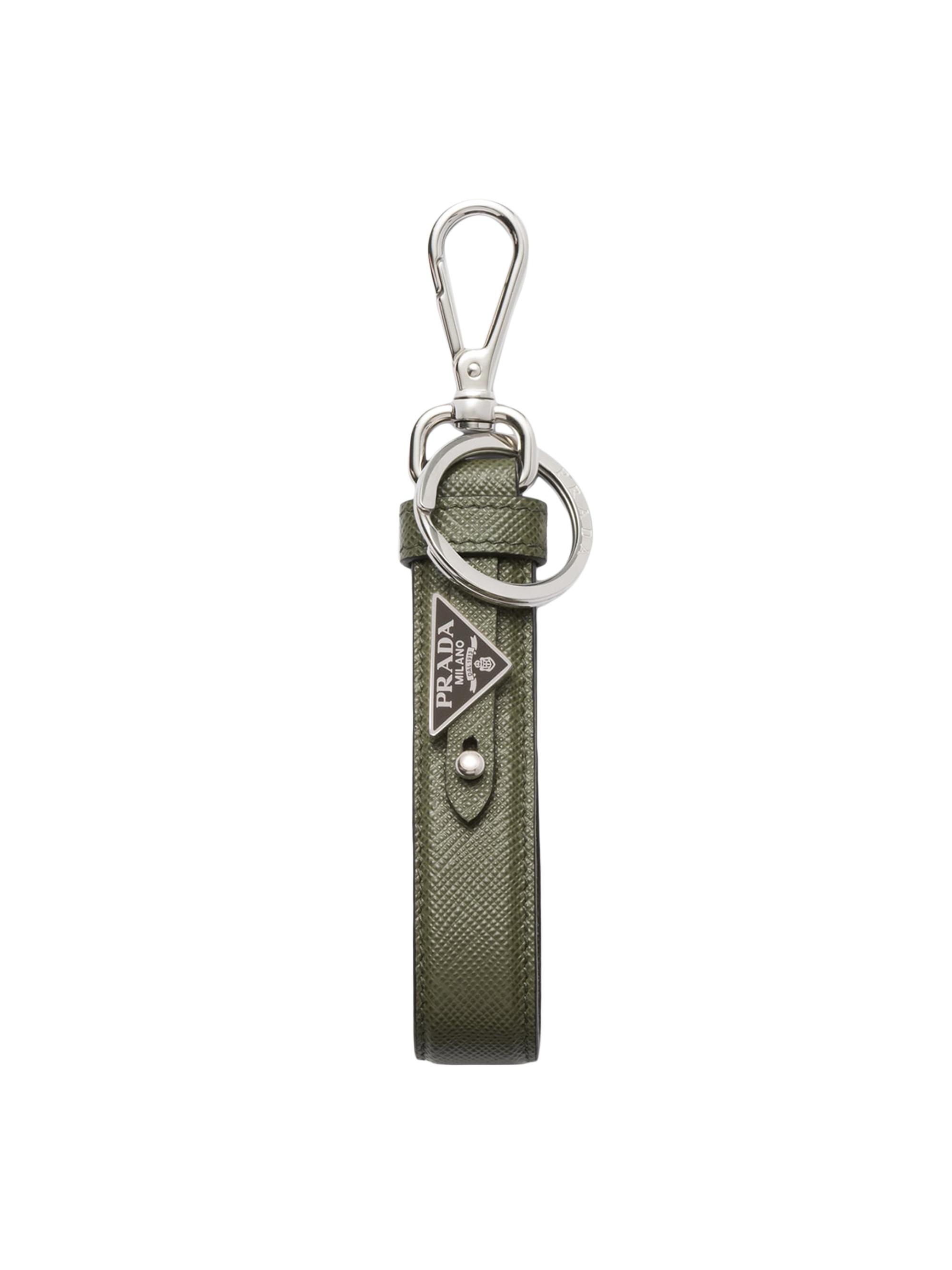 Prada Men's Saffiano Leather Keychain - Green