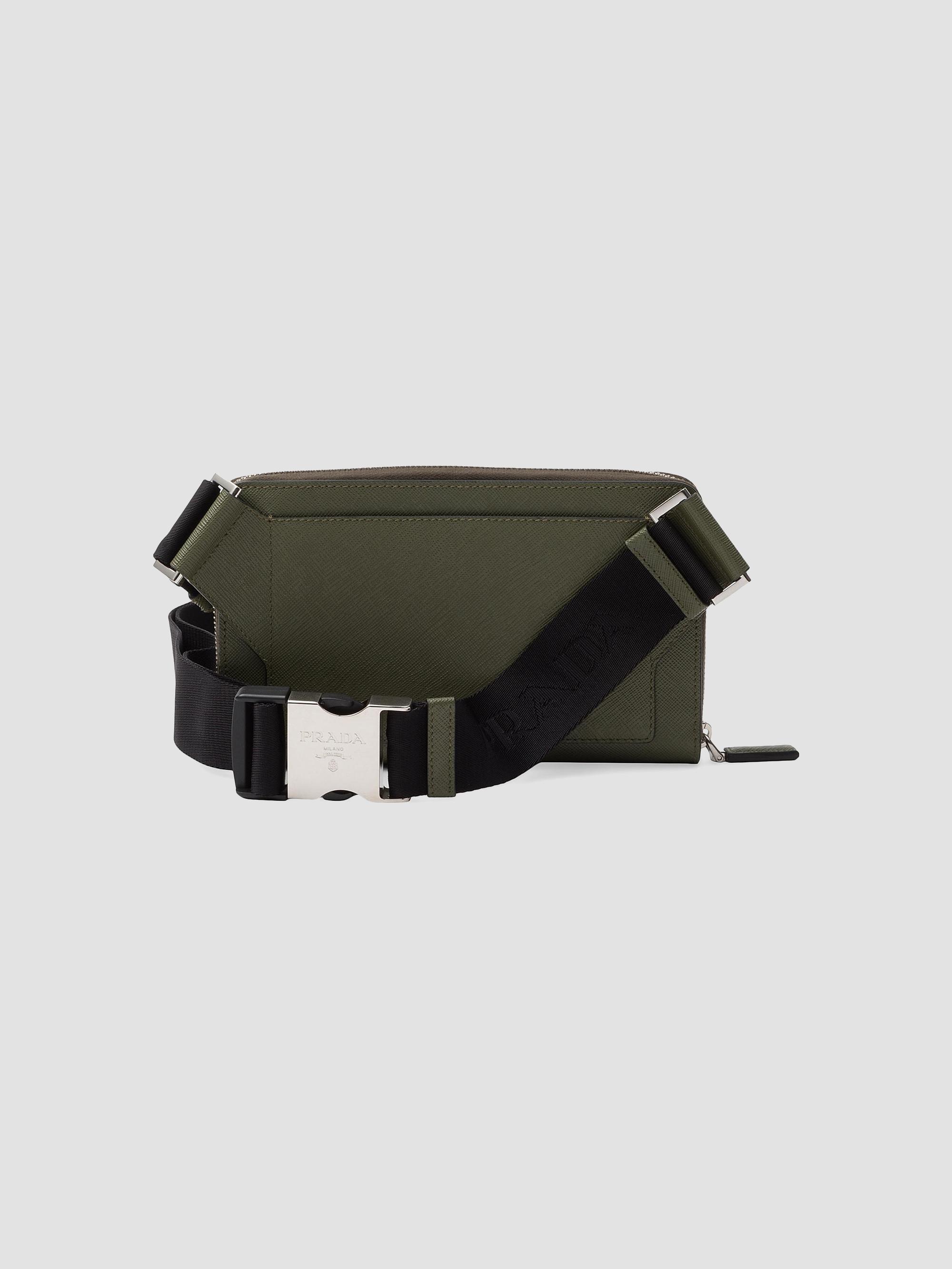 Prada Men's Saffiano Leather Belt Bag - Olive Green | Thumbnail 3