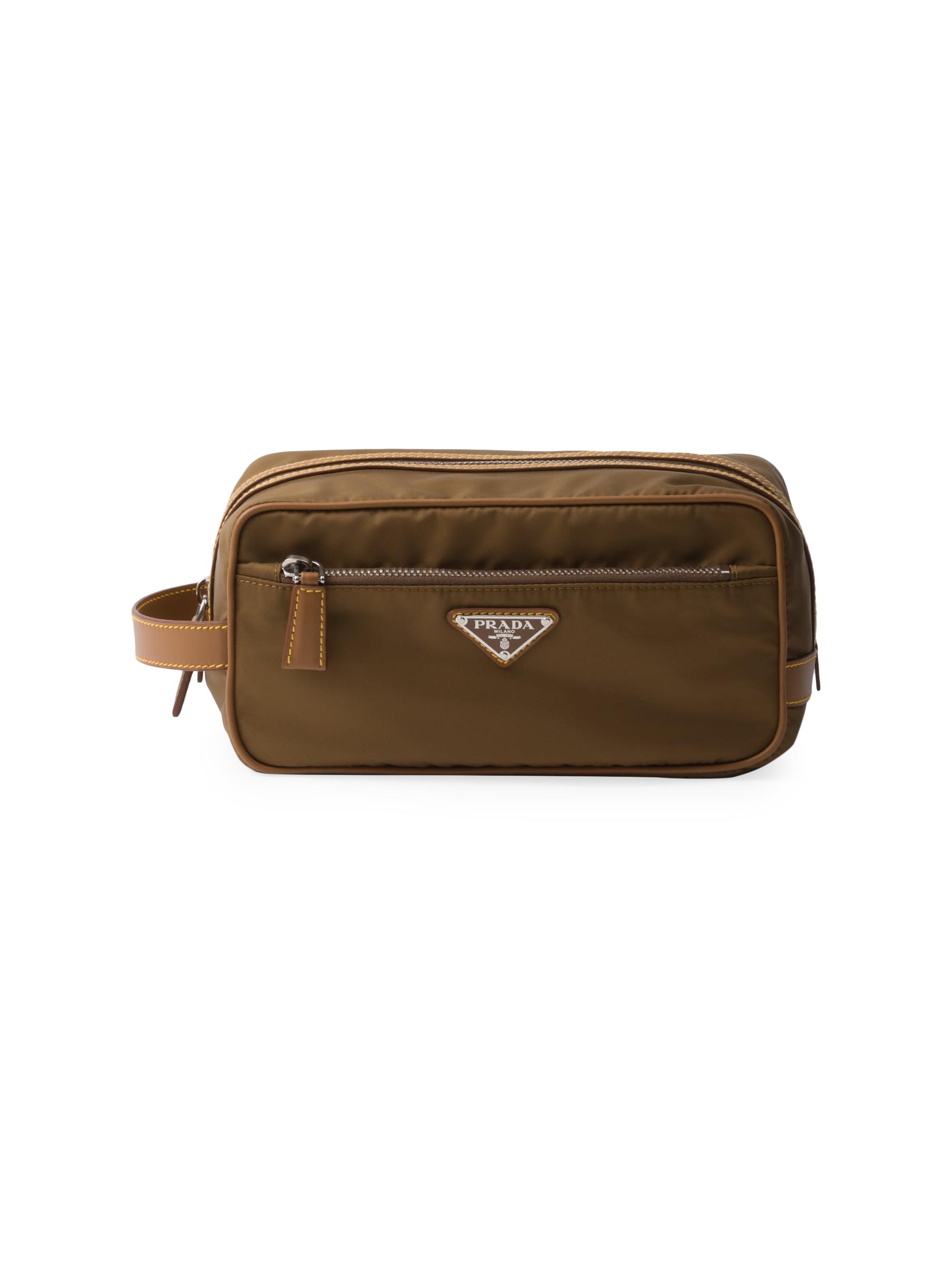 Prada Men's Re-Nylon And Leather Pouch - Brown