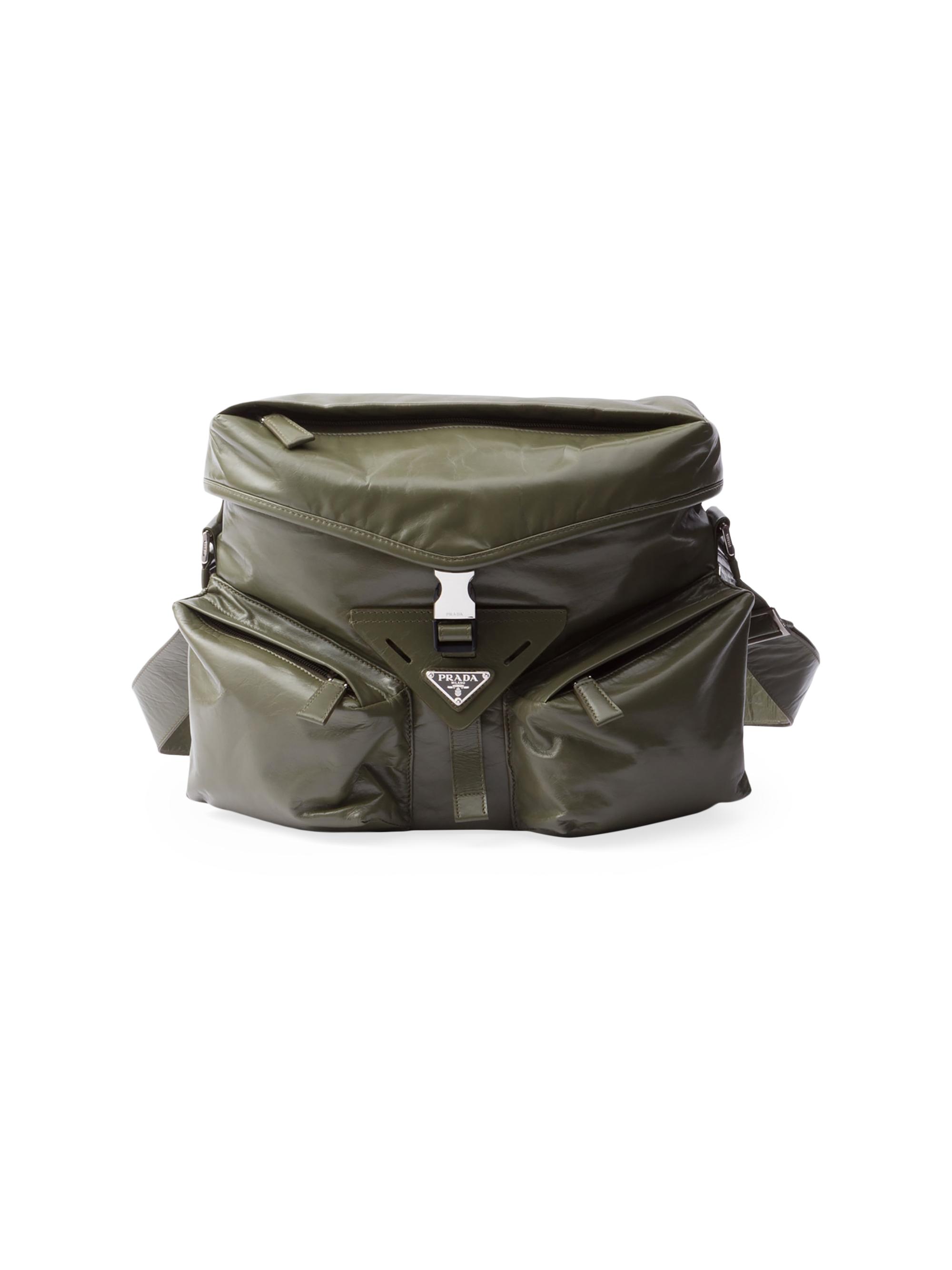 Prada Men's Leather Shoulder Bag - Black