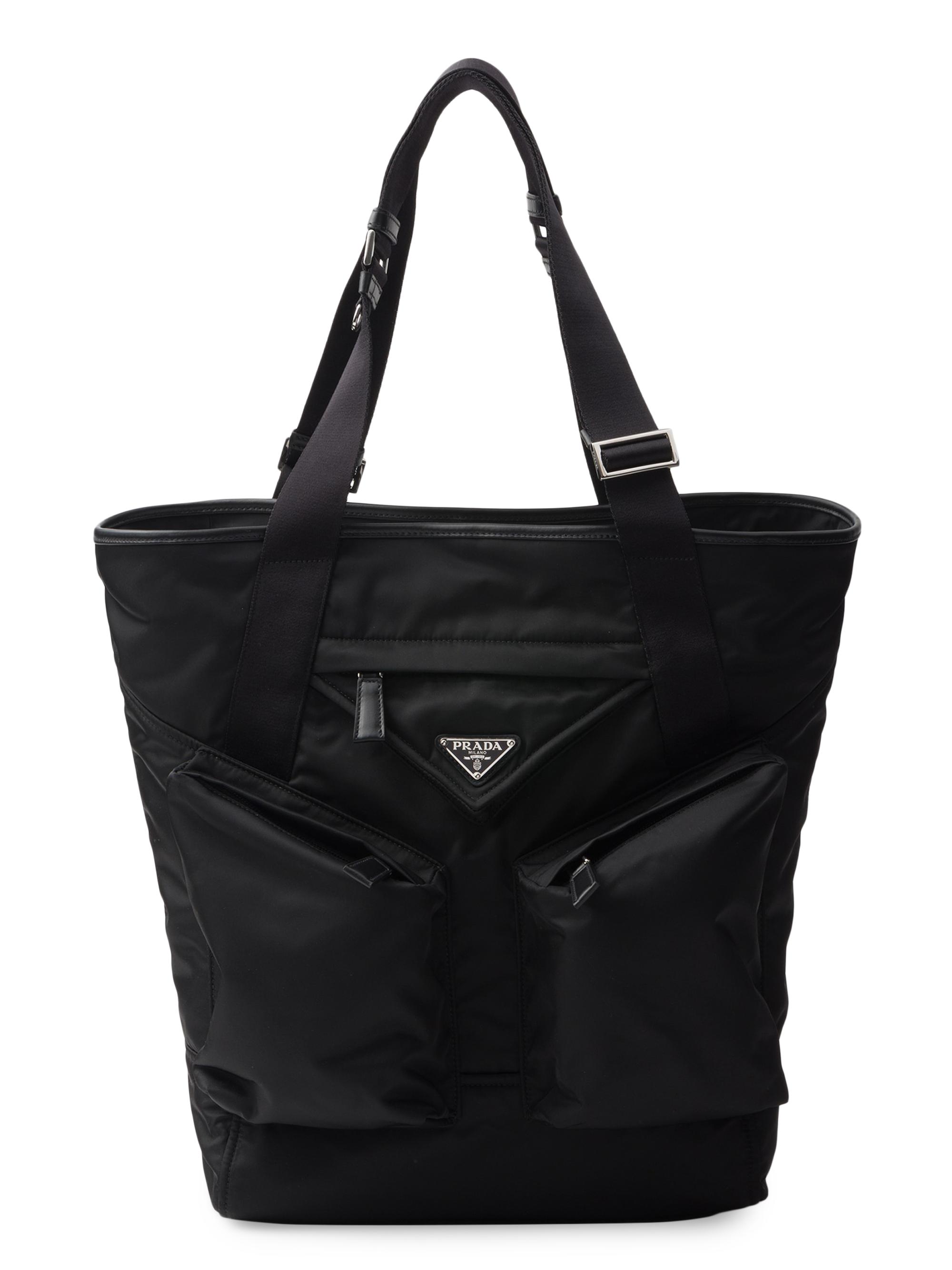 Prada Men's Re-Nylon and Leather Tote Bag - Black