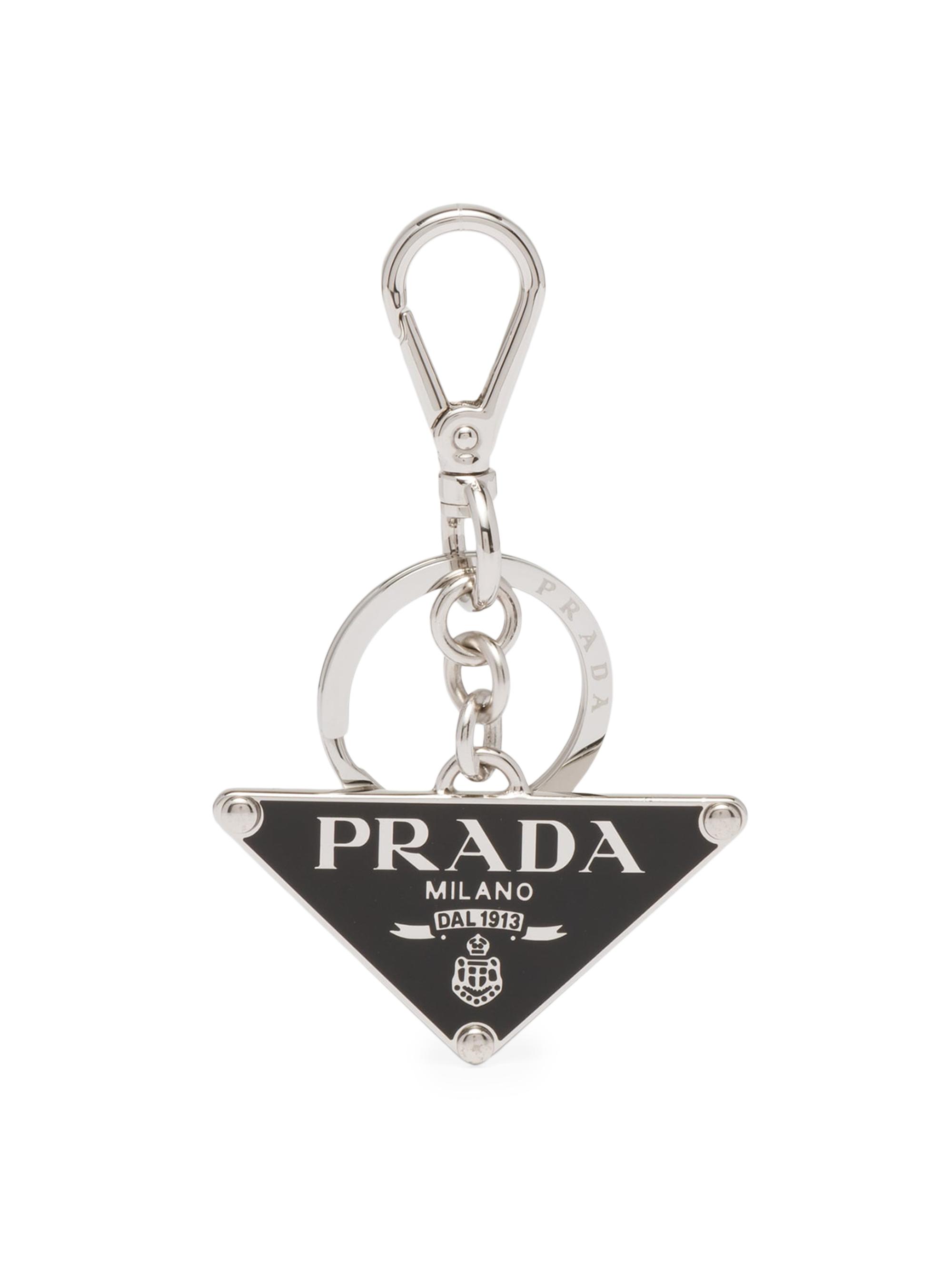 Prada Men's Metal Keychain - Black Silver