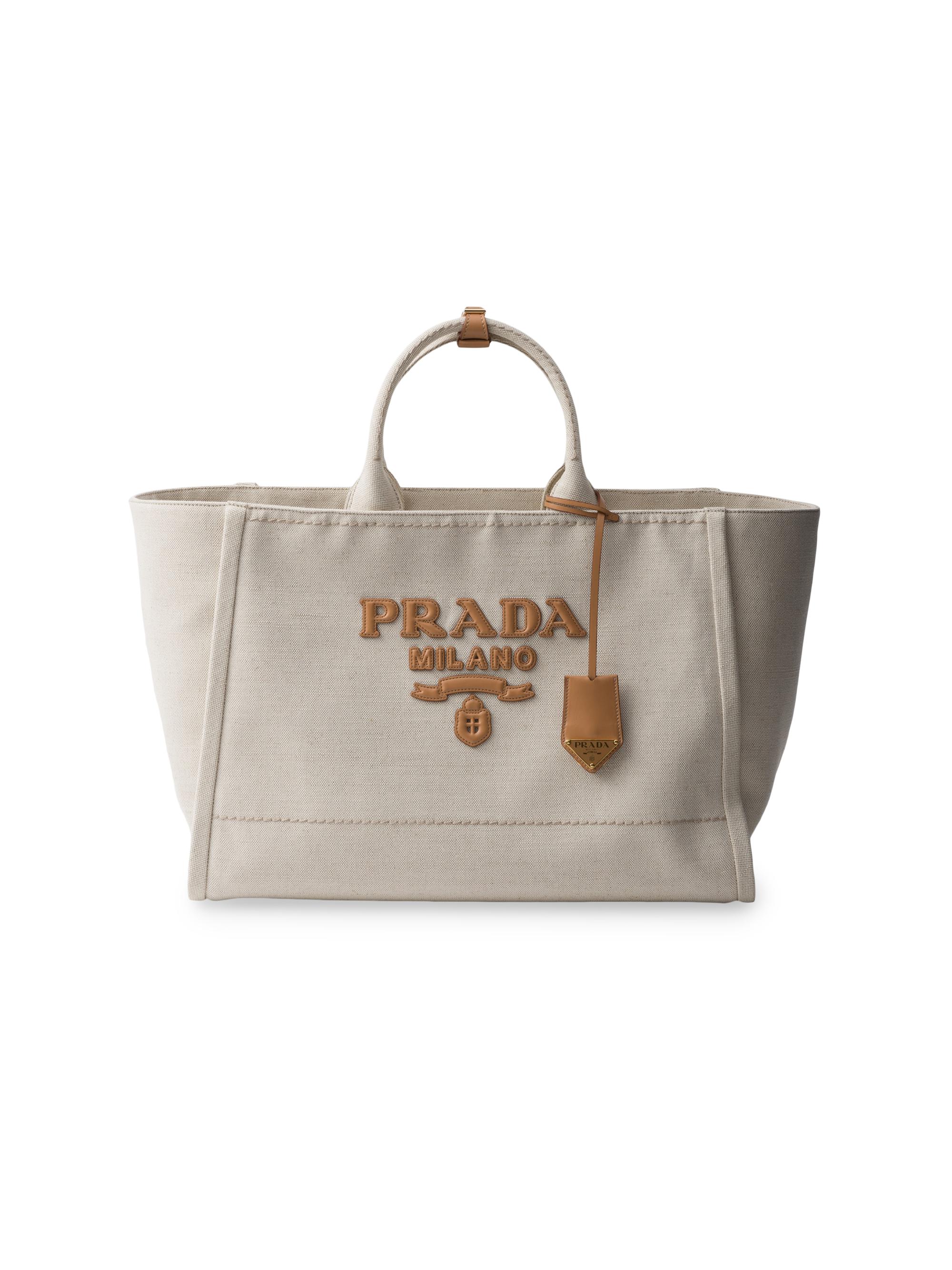 Prada Men's Linen Blend Tote Bag - Beige