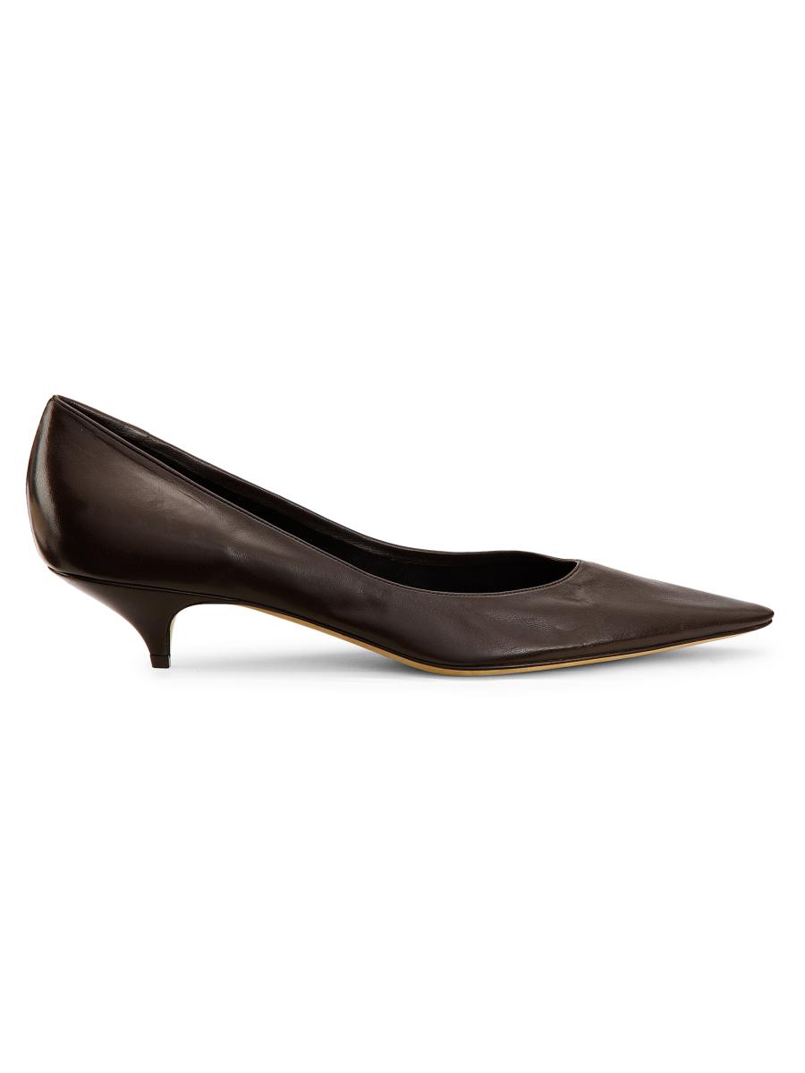 パンプス [The Row] Viv Kitten Heel in Leather Viv Kitten Heel Black in Leather – The Row