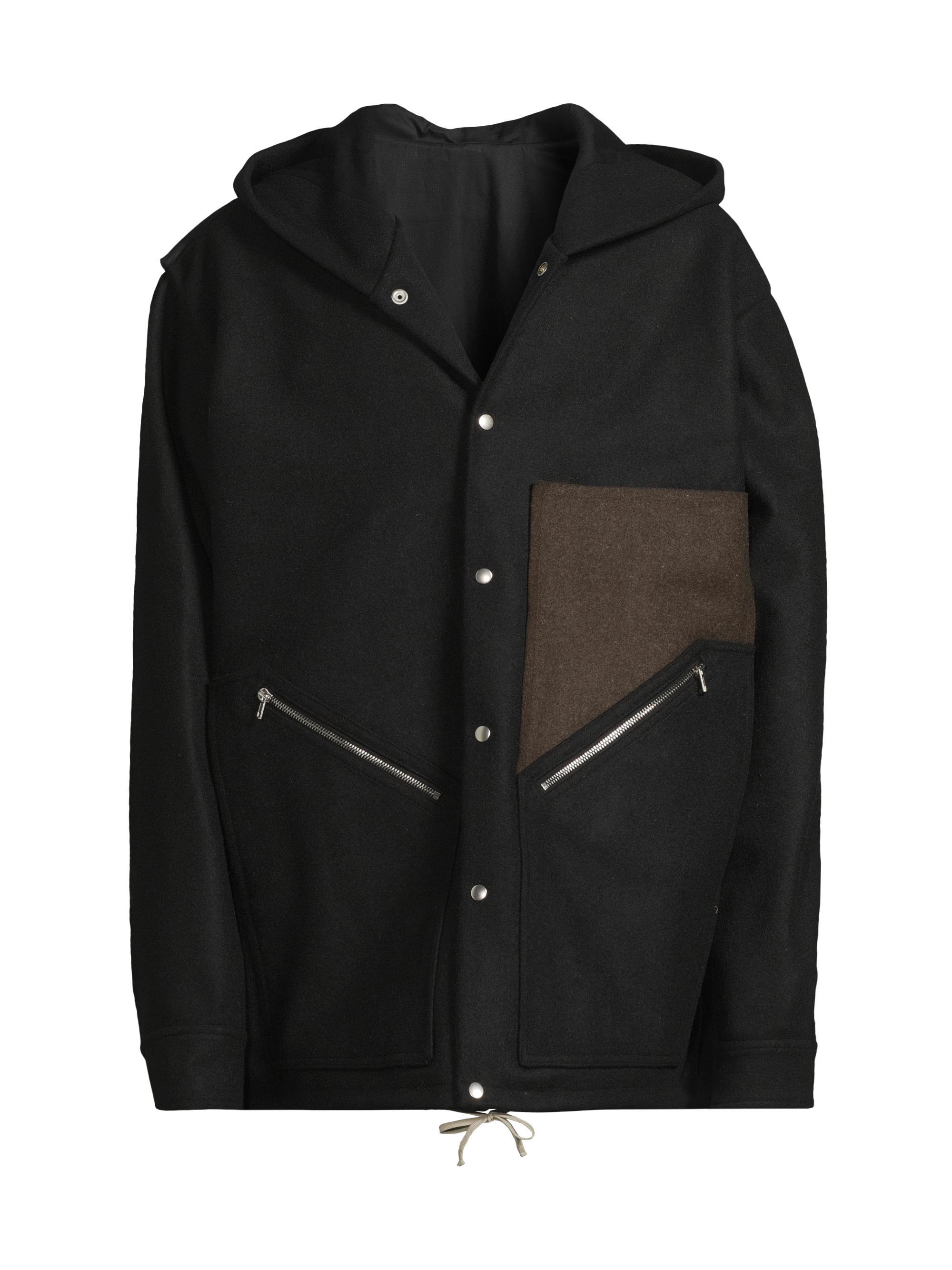 Rick Owens Men's Giacca Wool Tour Hoodie - Black Brown Black