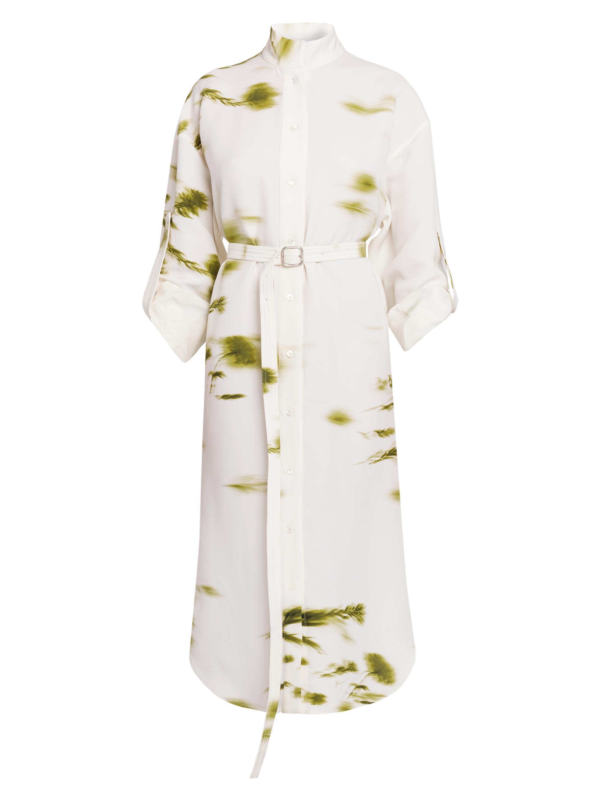 FERRAGAMO Women's Blossom Flower Cady Shirtdress - White Olive White