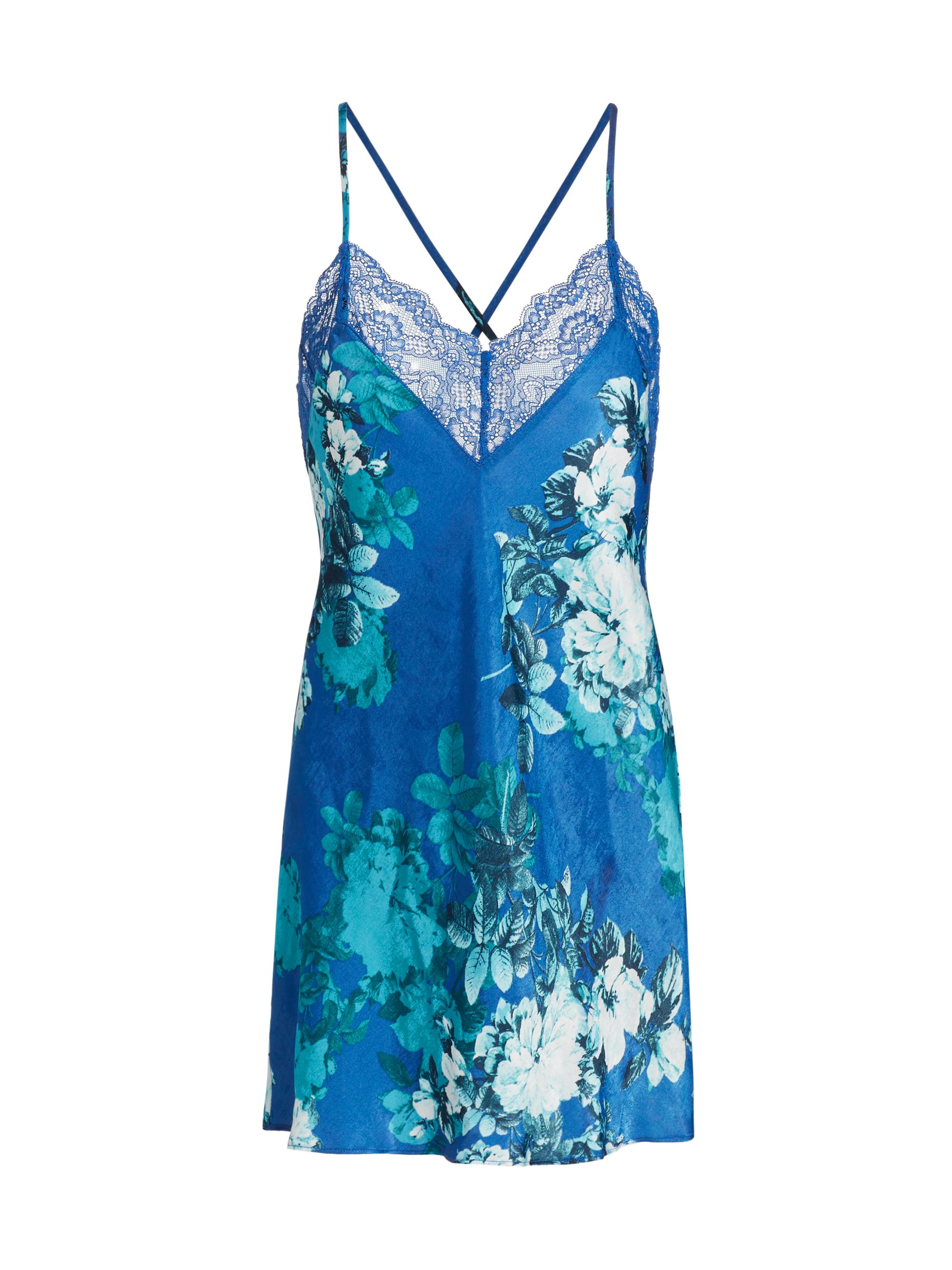 In Bloom Women's Rosalia Floral Satin Chemise - Evening Blue