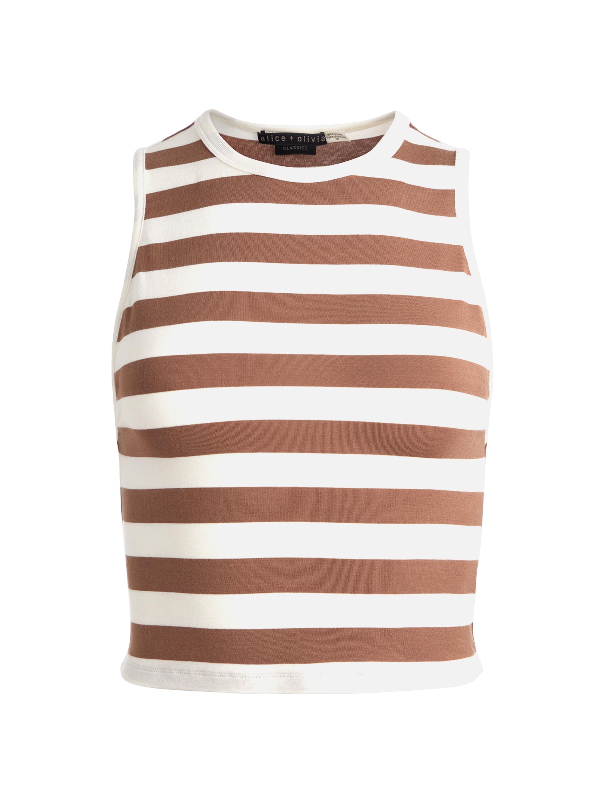 Alice + Olivia Women's Andre Striped Tank - Off White Camel