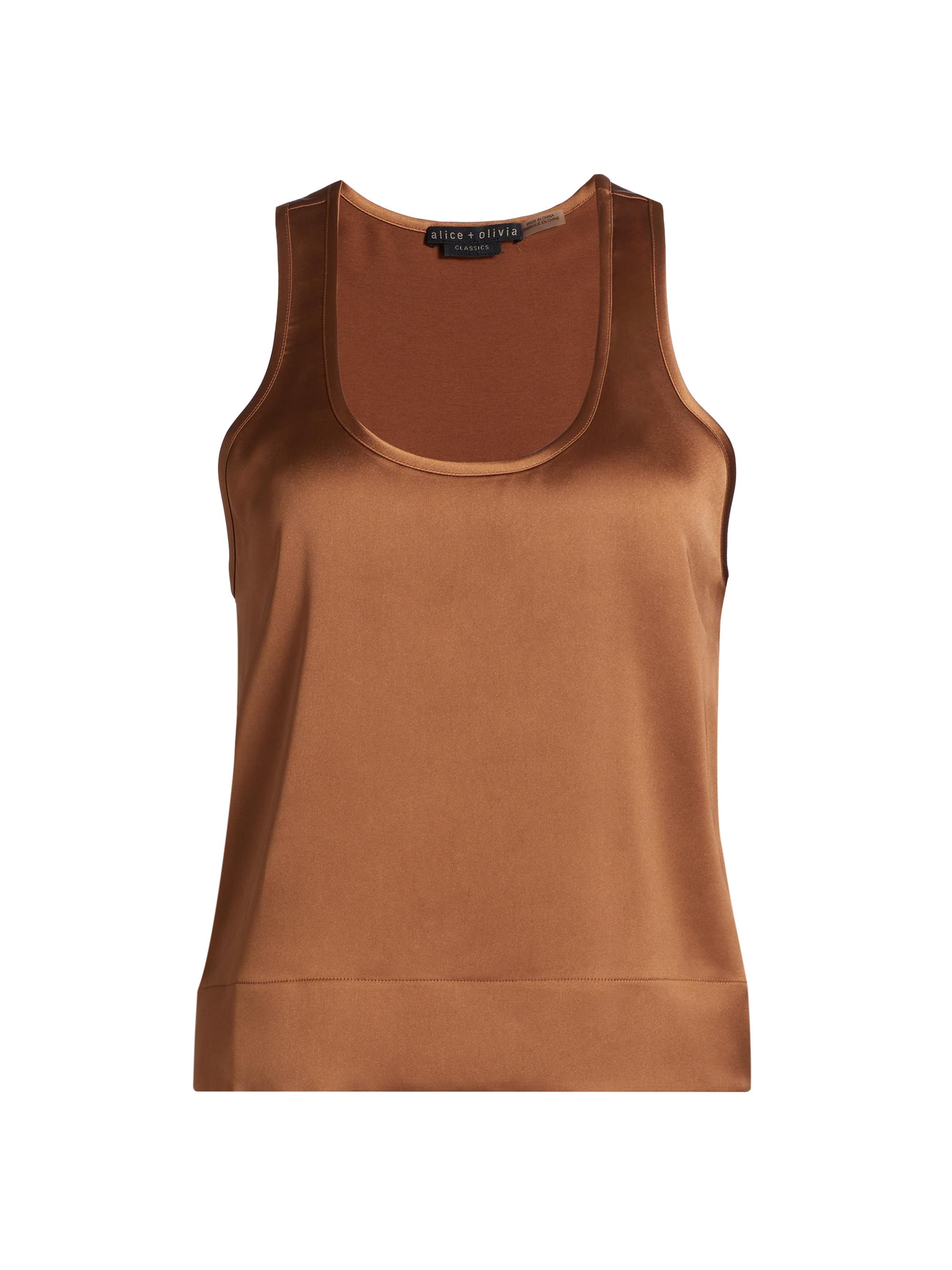 Alice + Olivia Women's Avril Boxy Satin Tank - Camel