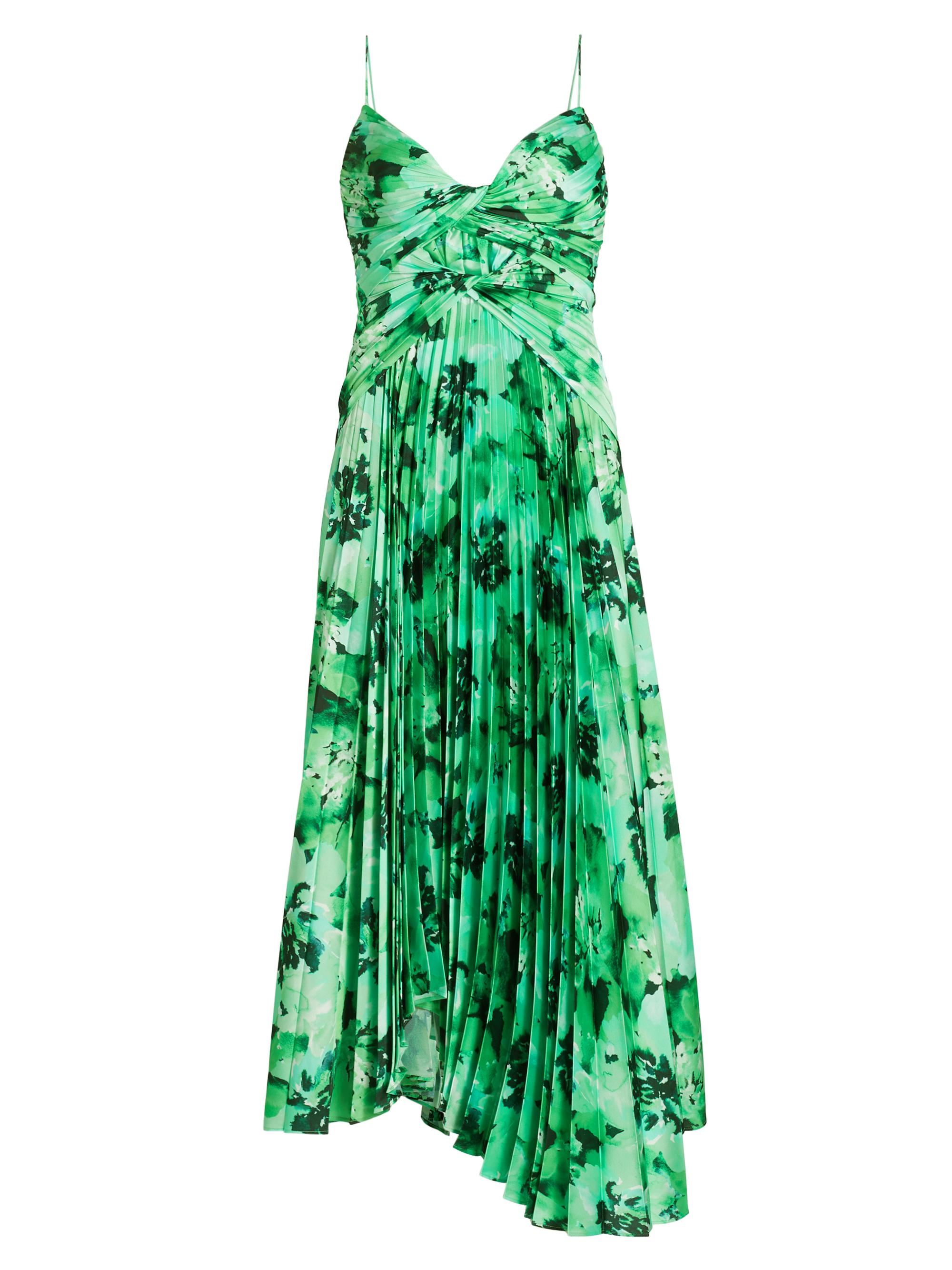 Acler Women's Lancashire Pleated Floral Midi-Dress - Juniper Hibiscus