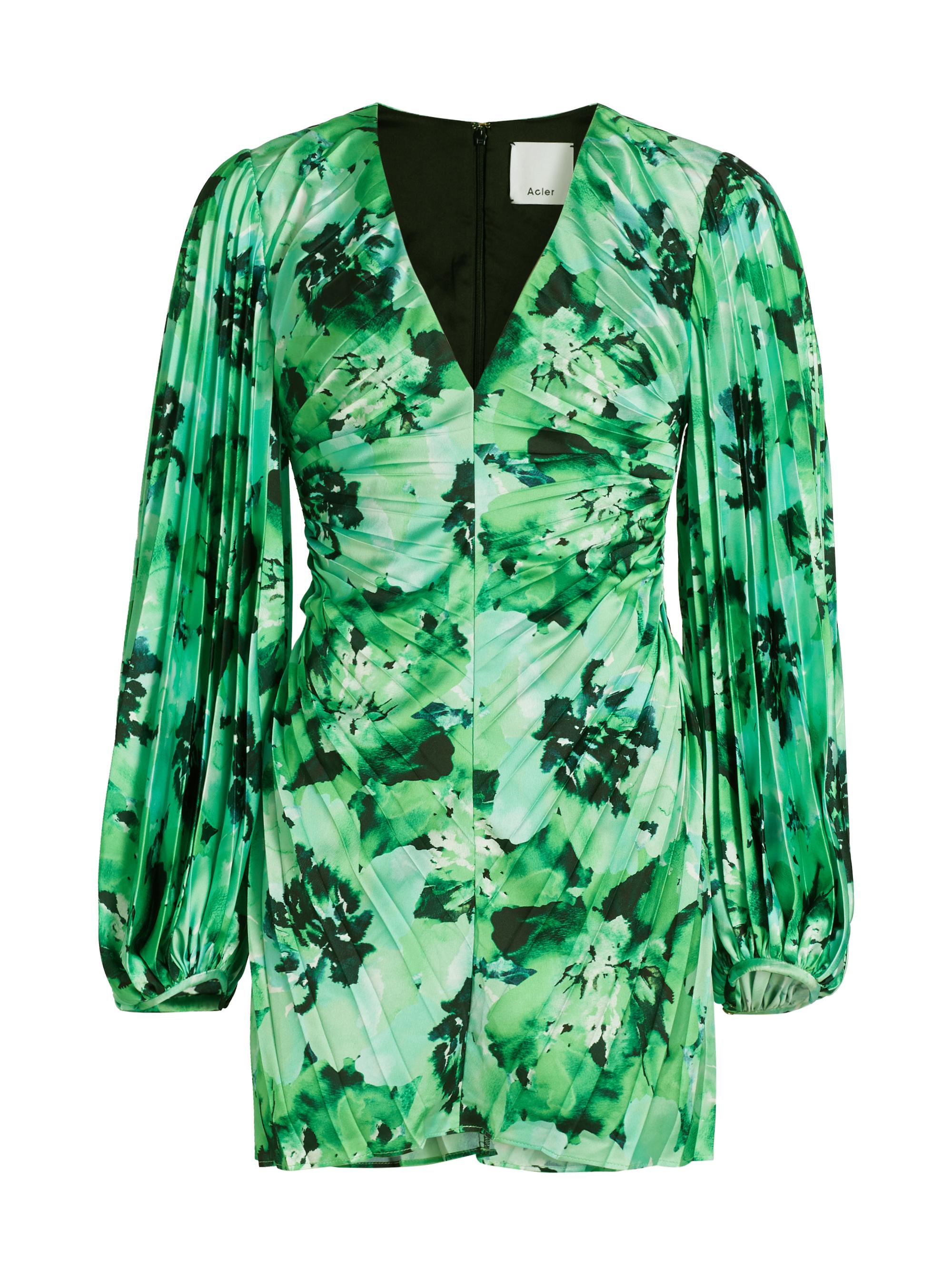 Acler Women's Rothbury Pleated Floral Minidress - Juniper Hibiscus