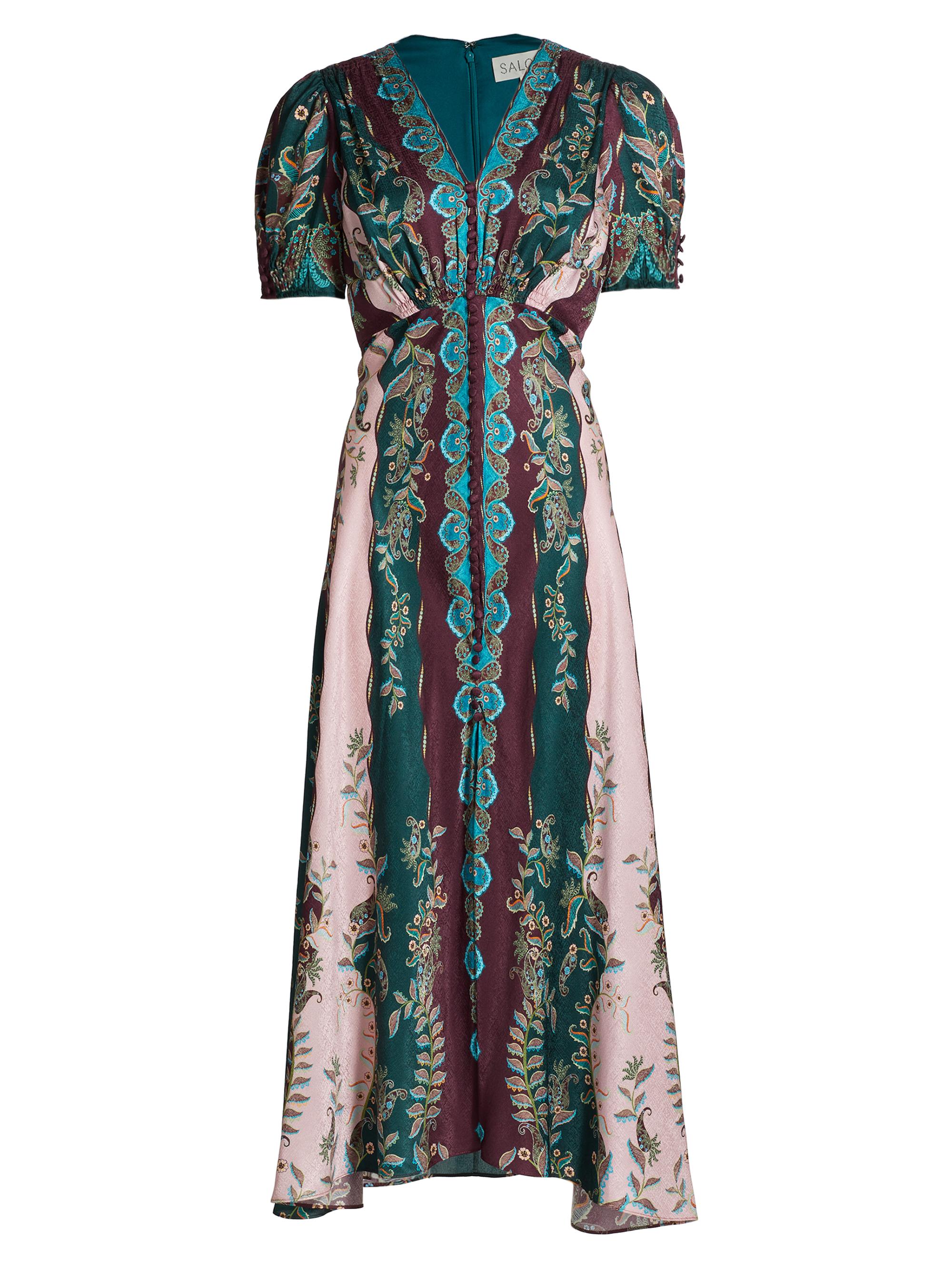 Saloni Lea Paisley Silk Maxi Dress Saks Fifth Avenue