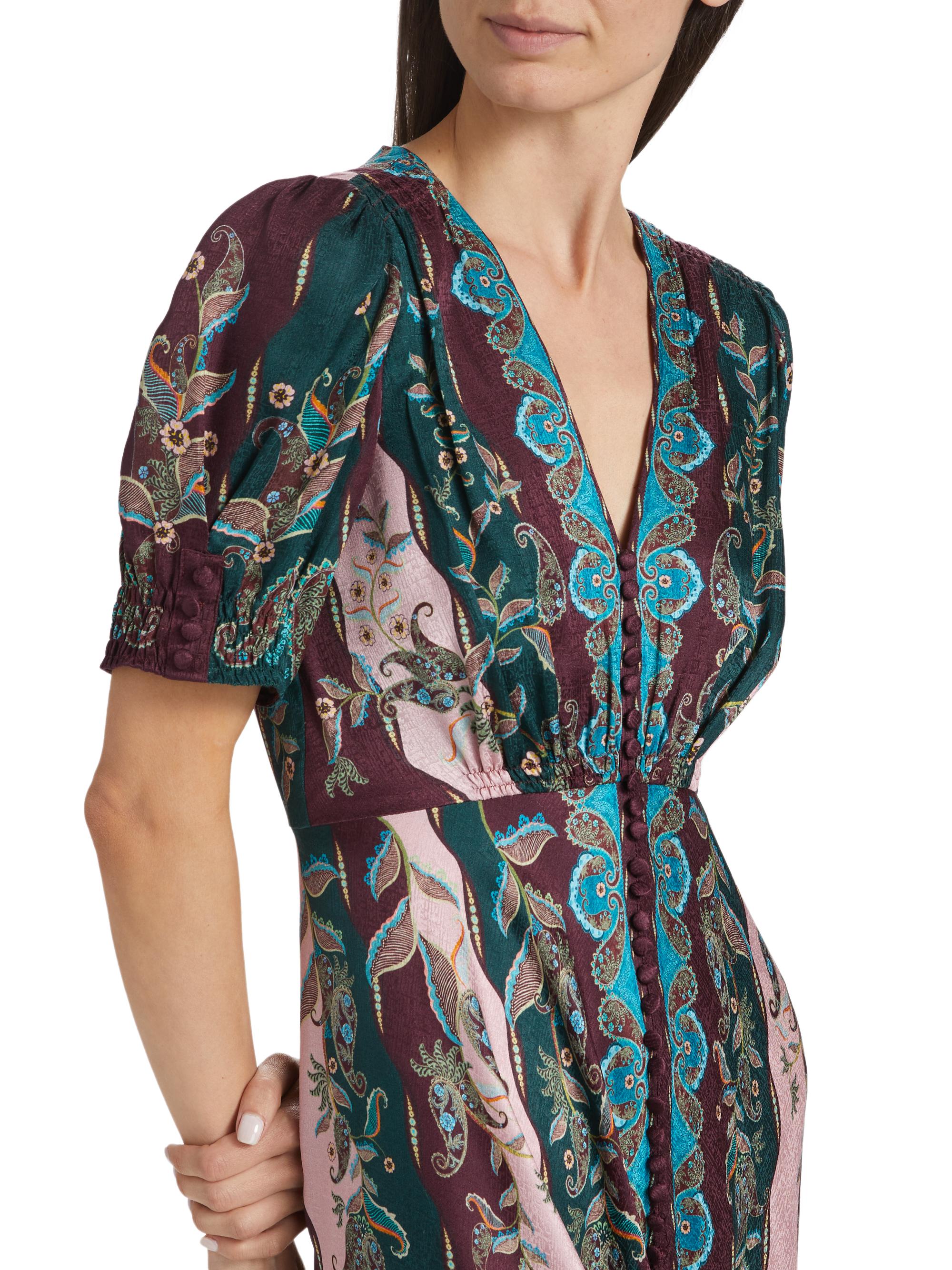 Saloni Lea Paisley Silk Maxi Dress | Saks Fifth Avenue