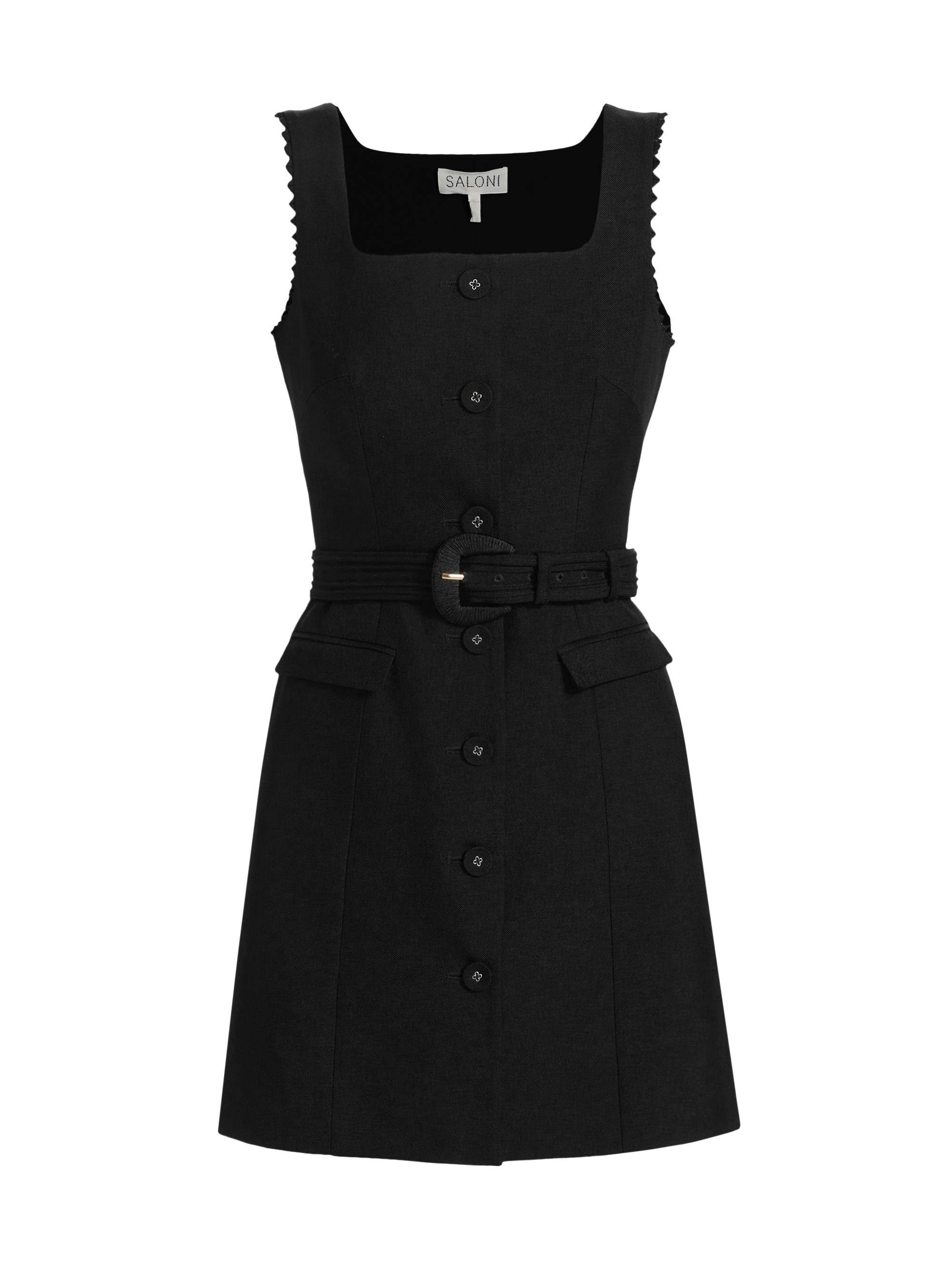 knee length dresses for ladies Saloni Black Camille Bows Mini Dress | Black