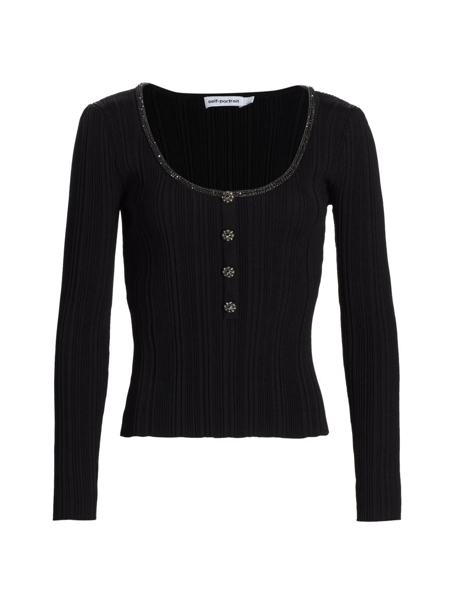 Her lip to - Embellished Button Ribbed Knit pulloverの通販