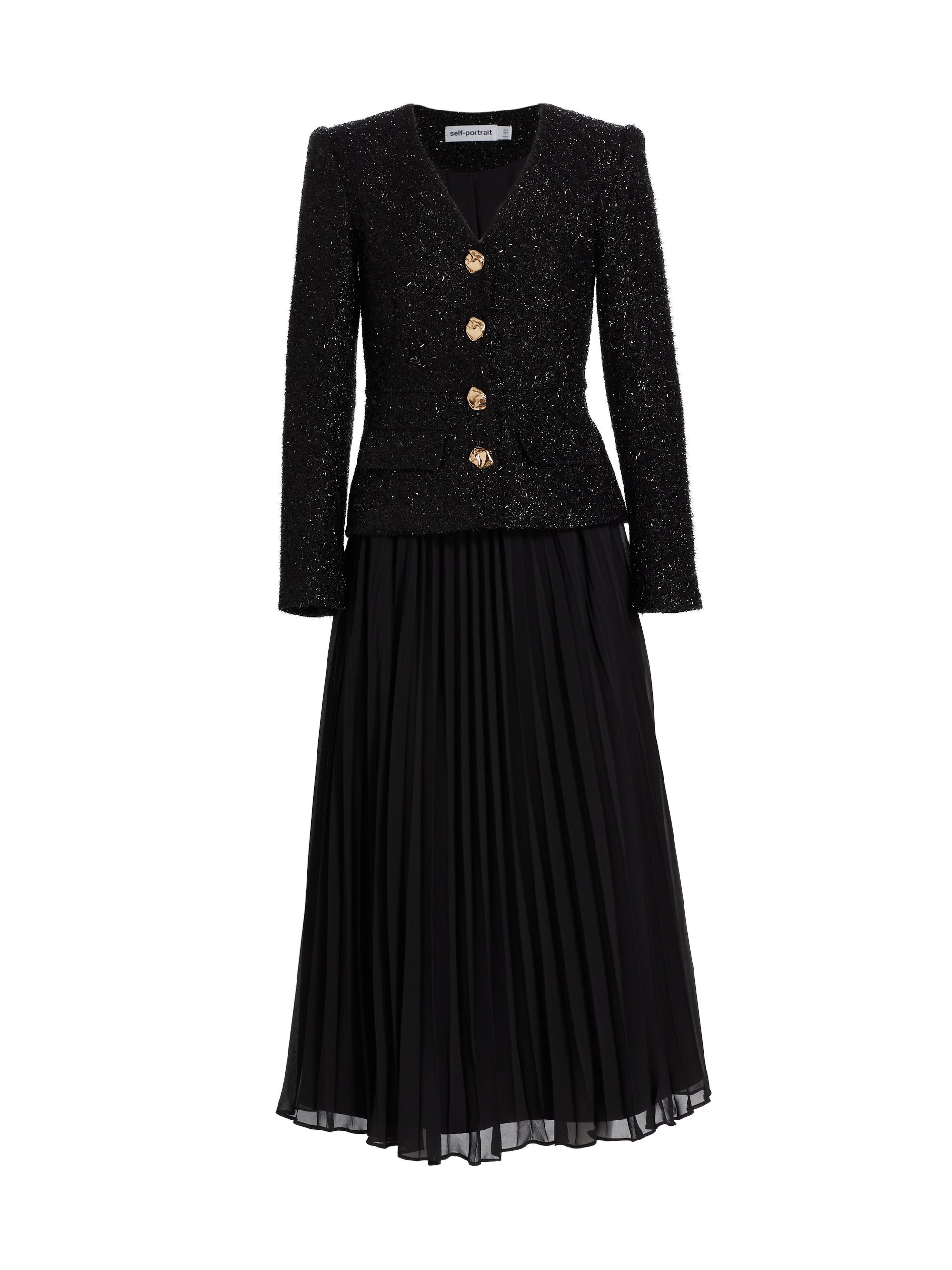 self-portrait フリルセーター　L Self-Portrait Tinsel Bouclé Chiffon Midi-Dress | Saks Fifth Avenue