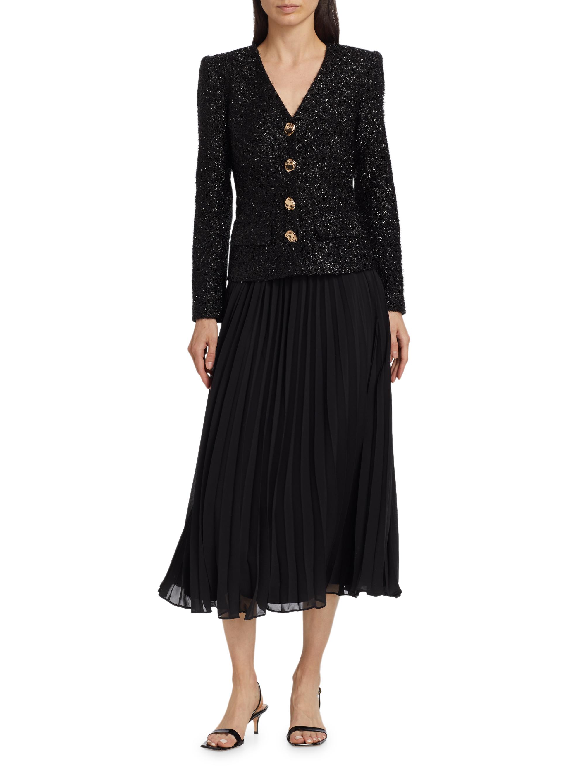 tailored sparkle boucle pocket detail long sleeve midi dress Multi Tailored Boucle Pocket Detail Long Sleeve Midi Dress