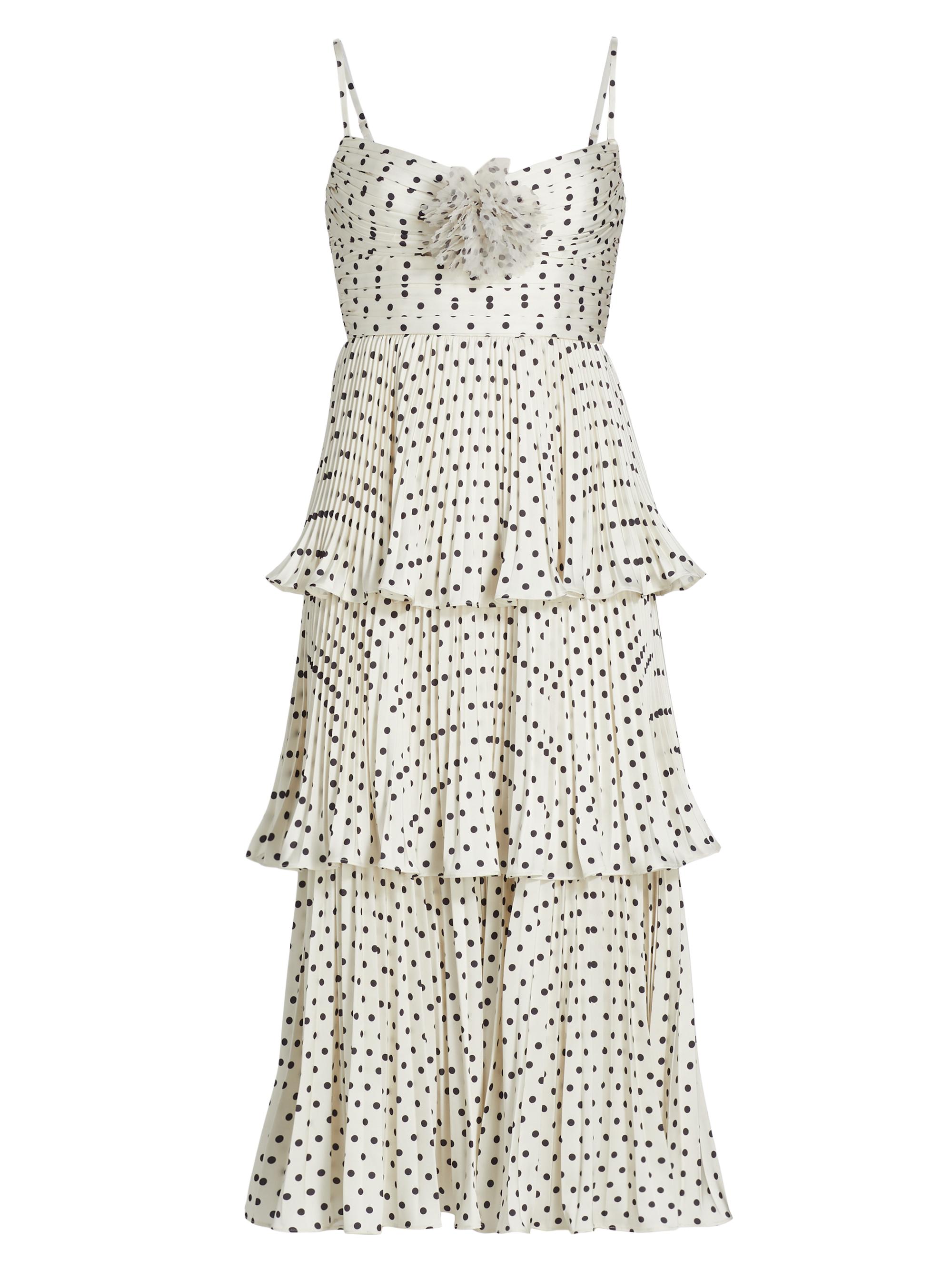self portrait tiered midi dress Pink Dot Mesh Tier Midi Dress  self-portrait-US