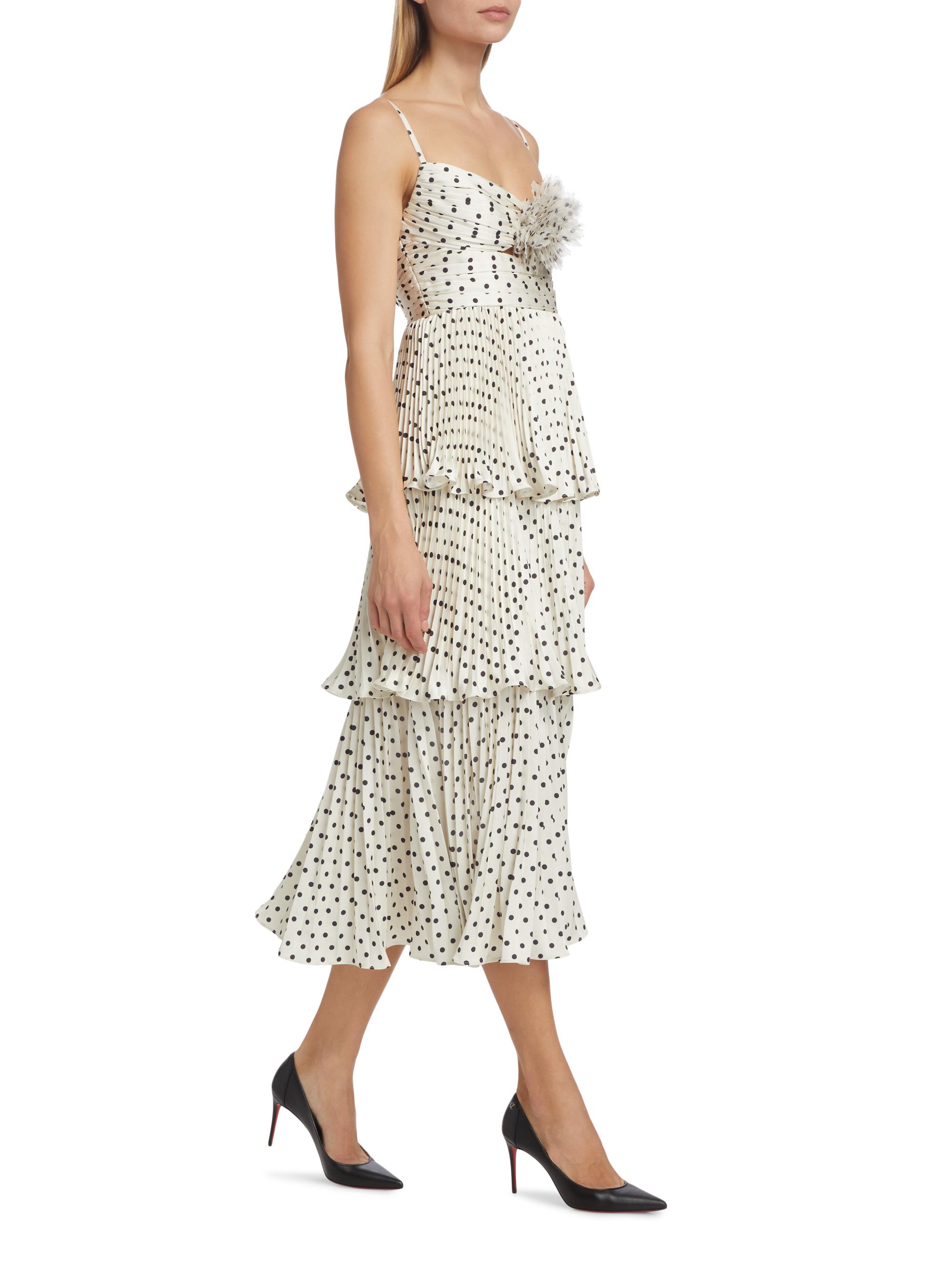 Sophisticated Spots: The Elegant Printed Polka Dot Tiered Midi Dress