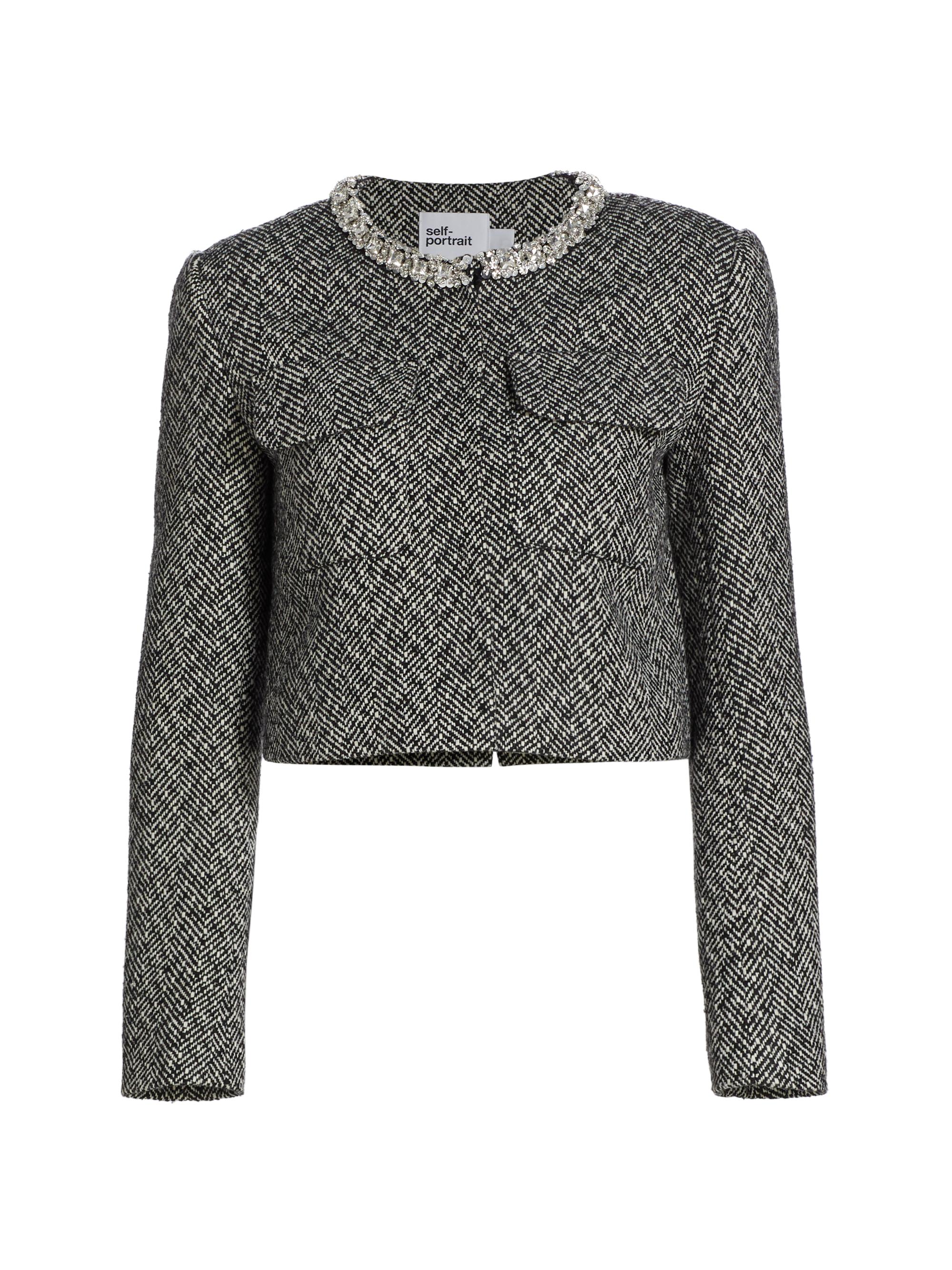 Herringbone Embellished Blazer