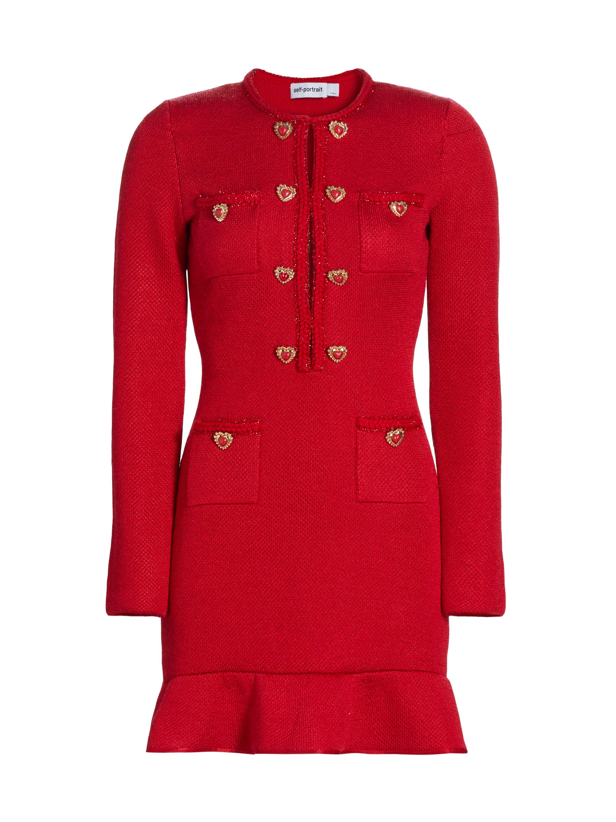 Self-Portrait Women's Heart Buttoned Minidress - Red