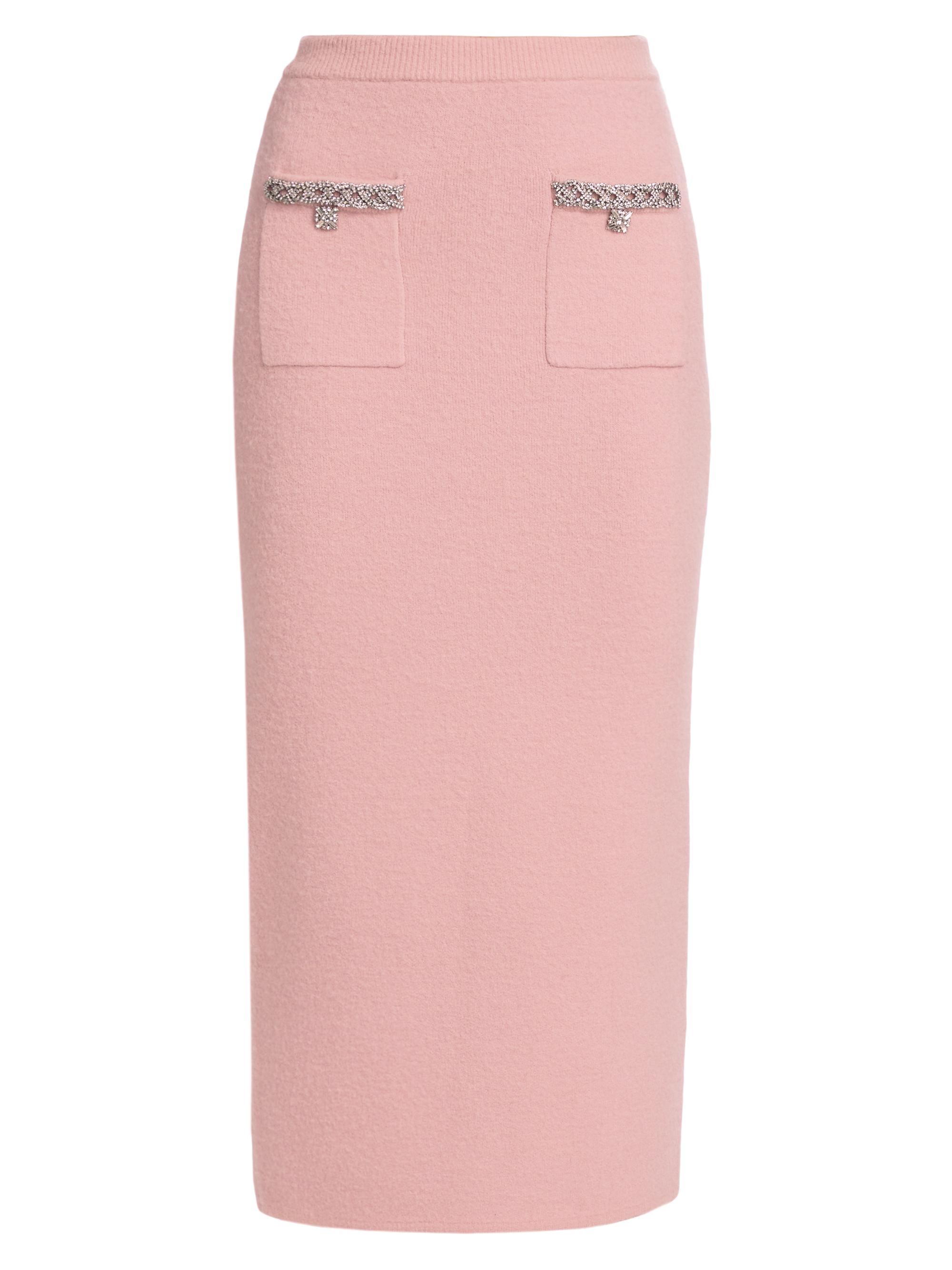 Self-Portrait Women's Embellished Knit Midi-Skirt - Pink