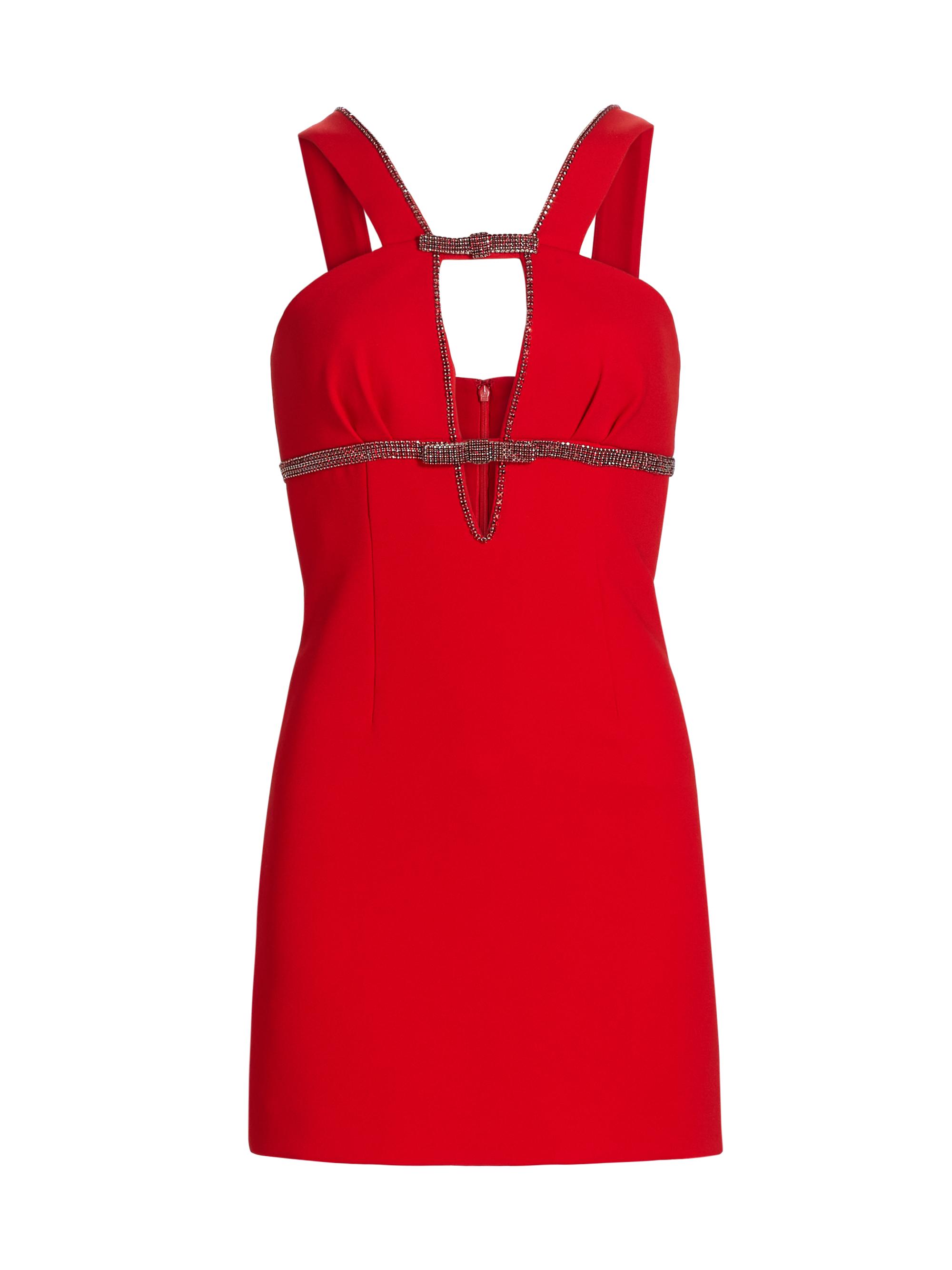 Self-Portrait Women's Crepê Diamanté Bow Minidress - Red