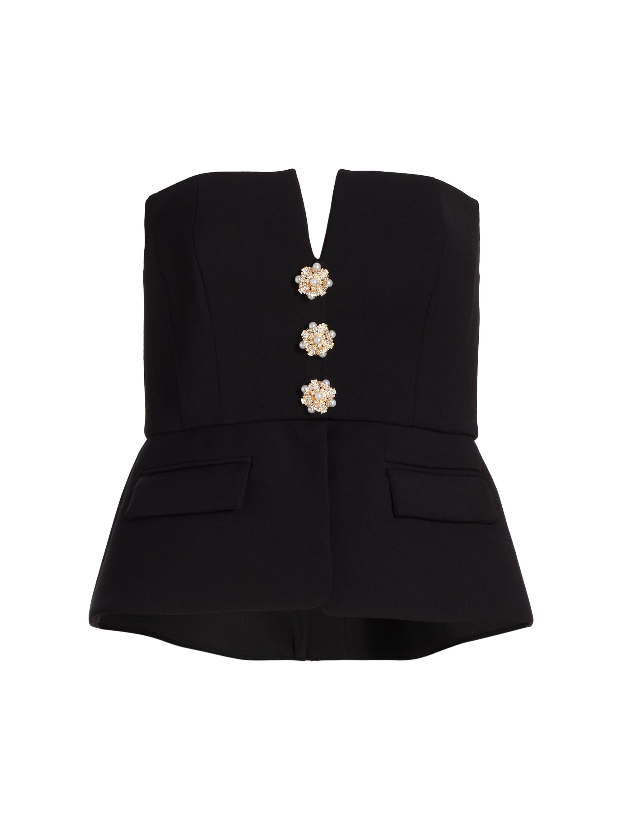 Self-Portrait Women's Crêpe Peplum Top - Black