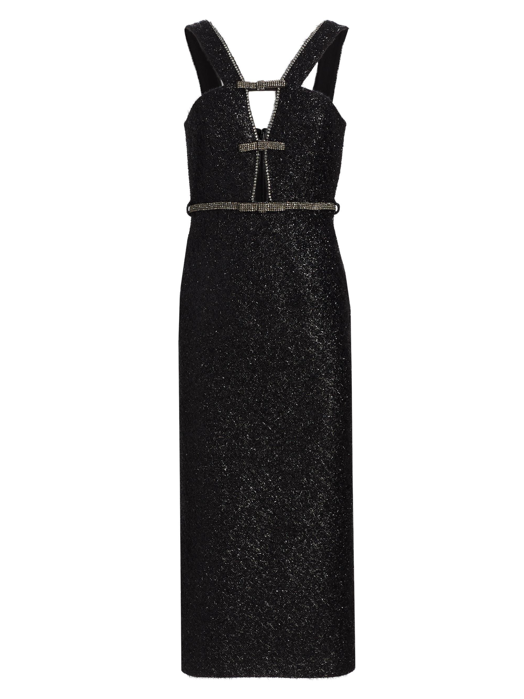 Self-Portrait Women's Tinsel Bouclé Diamanté Midi-Dress - Black