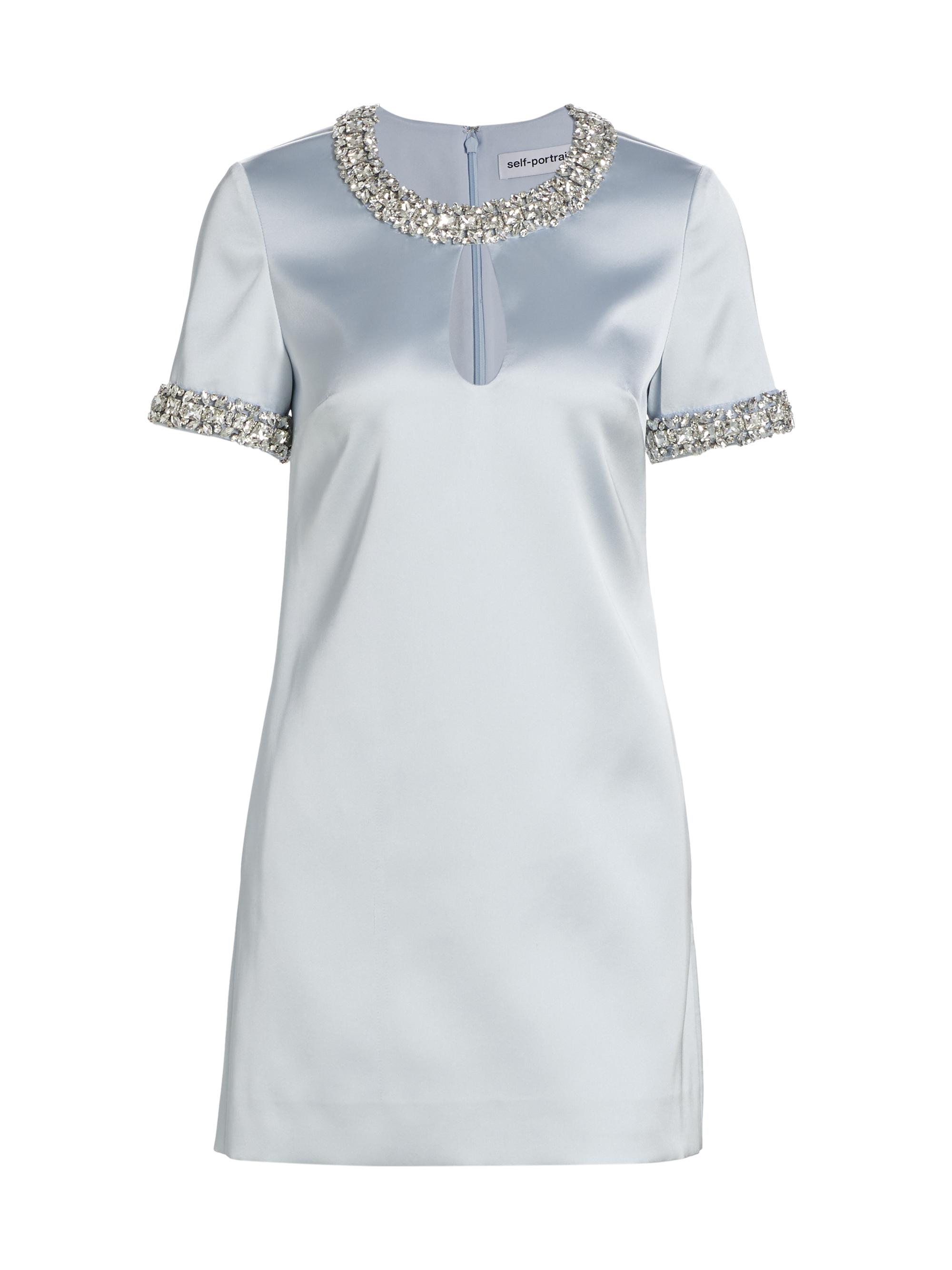 Self-Portrait Women's Embellished Satin Minidress - Blue