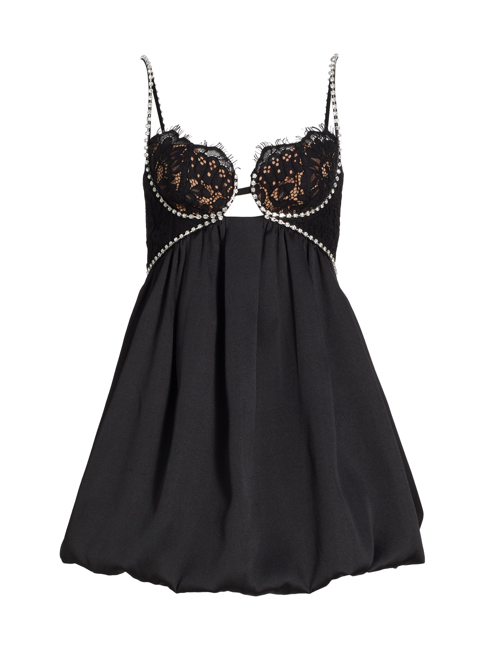 Self-Portrait Women's Lace & Diamante-Trimmed Minidress - Black