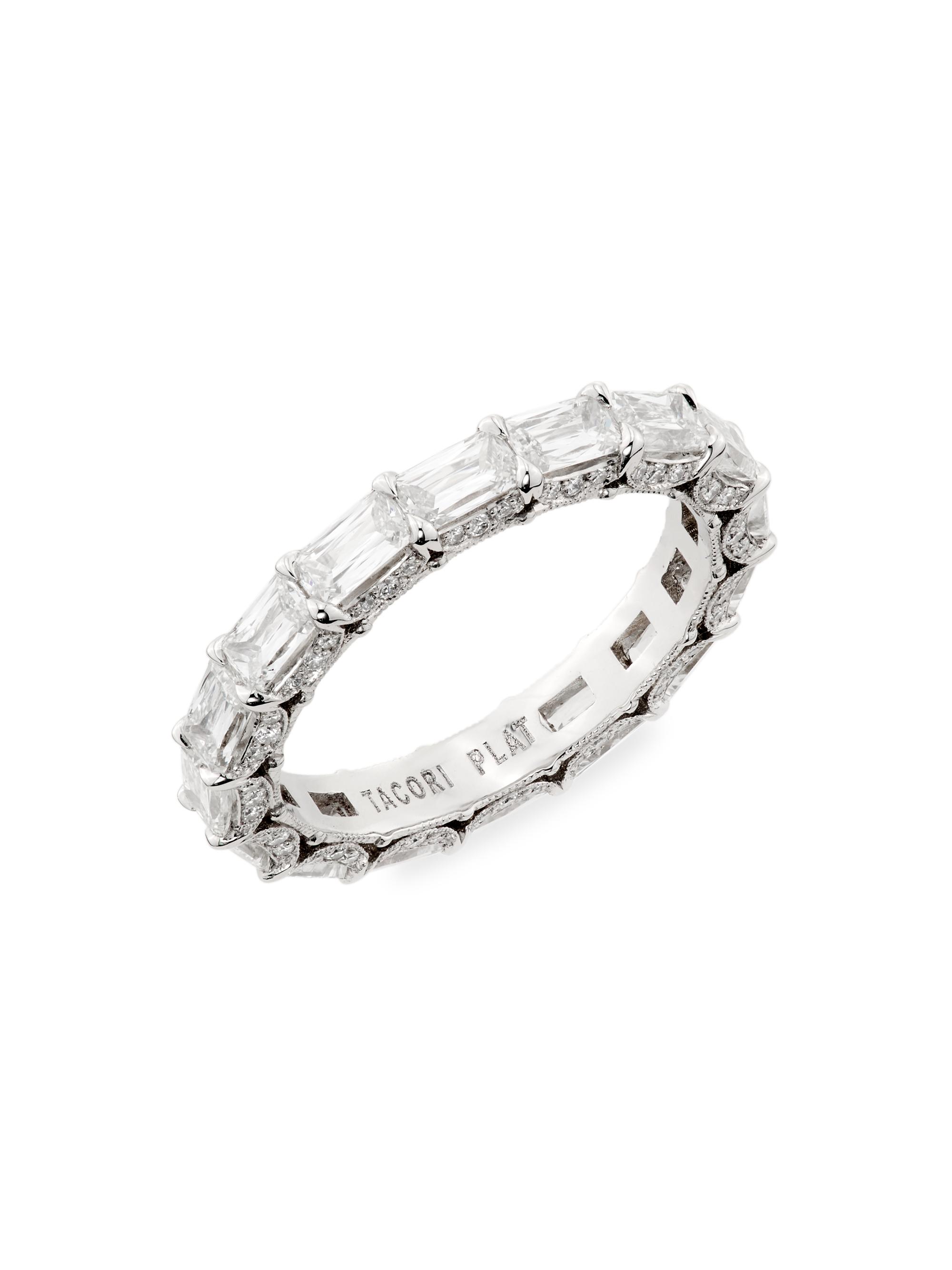 Shop Tacori Classic Crescent Royalt Platinum 2.81 TCW Diamond Eternity Band Saks Fifth Avenue
