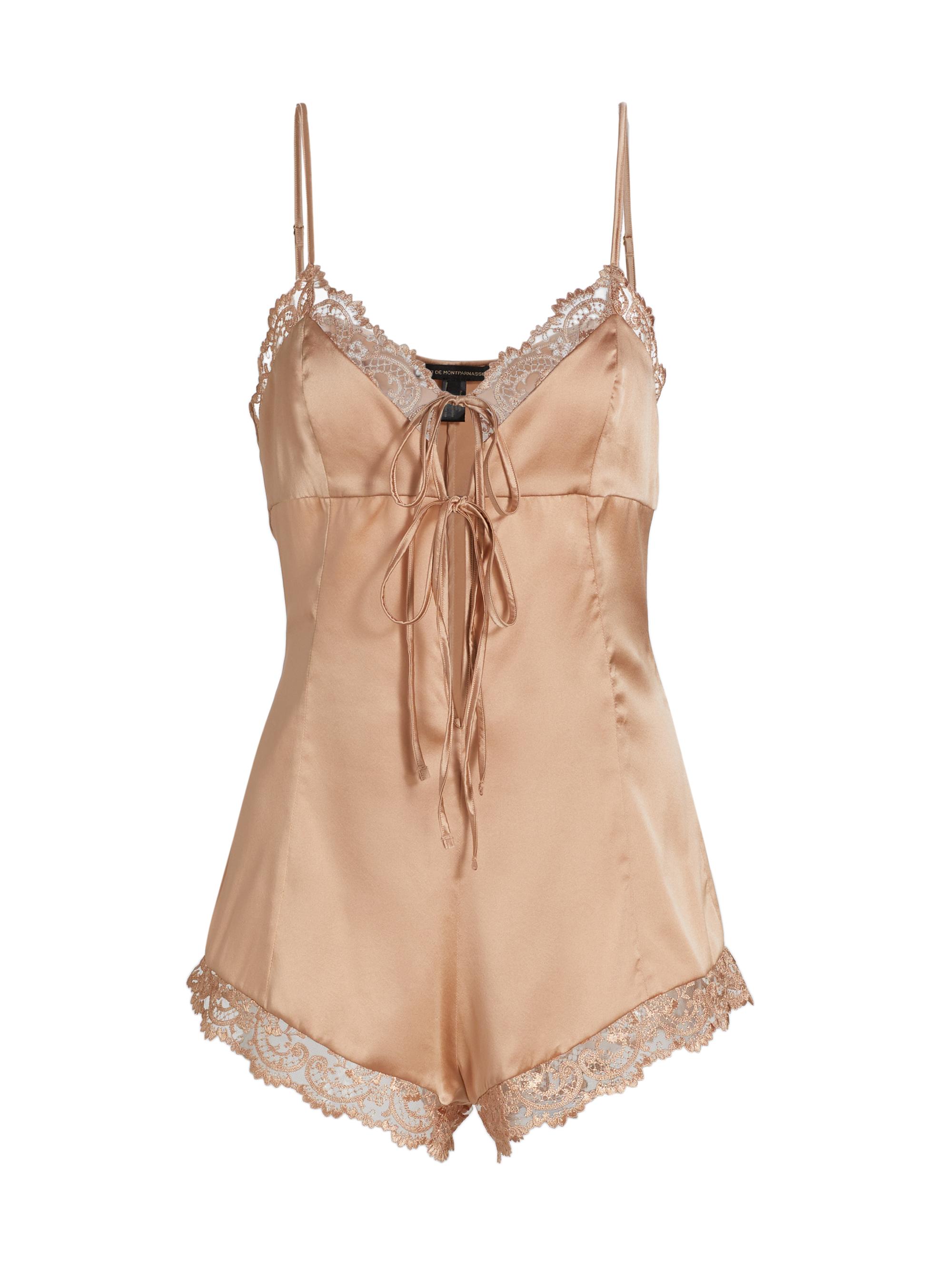 Kiki de Montparnasse Women's Juliette Silk Lace Teddy - Fawn
