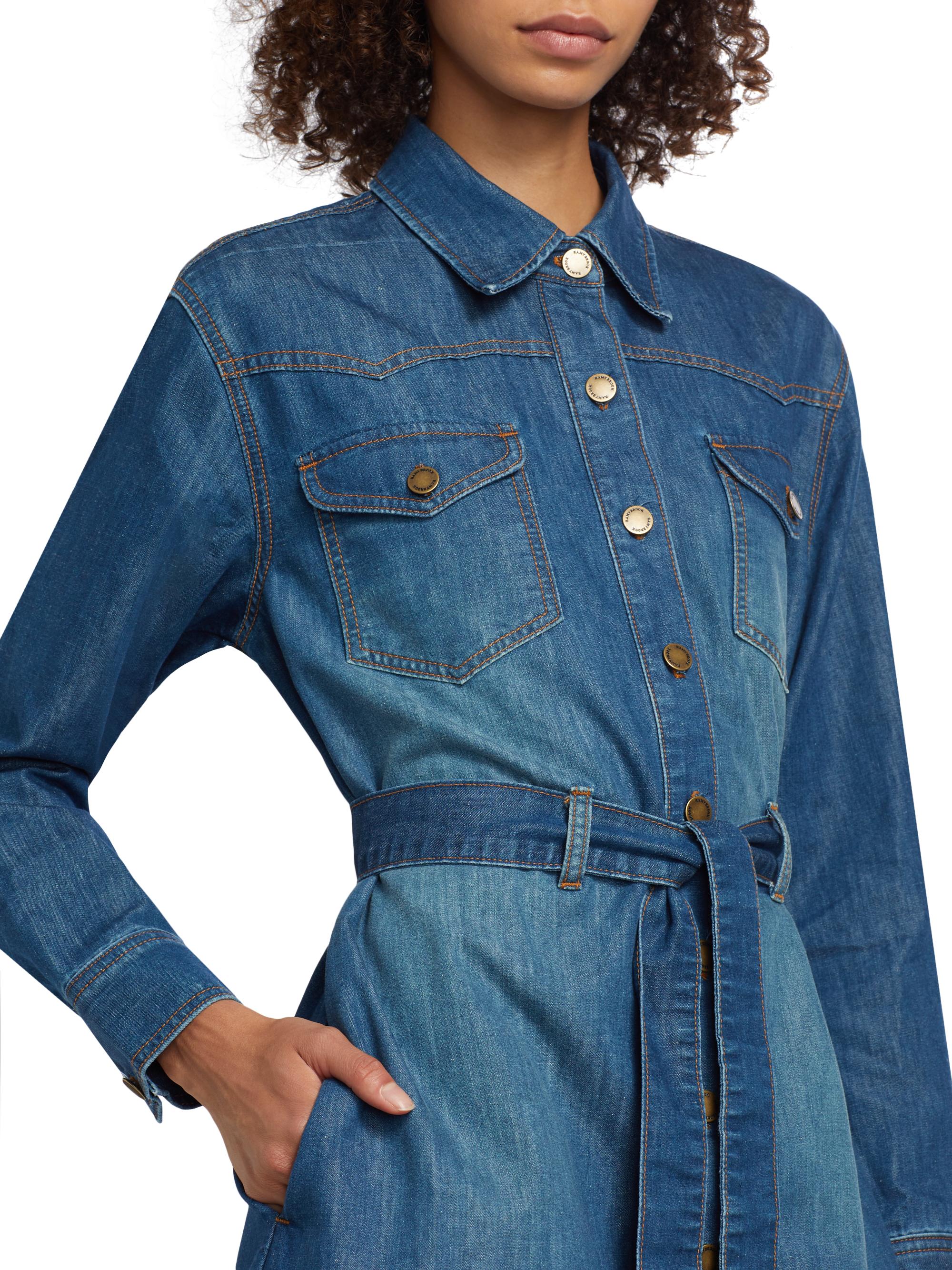 Ramy Brook Starling Belted Denim Minidress | Saks Fifth Avenue